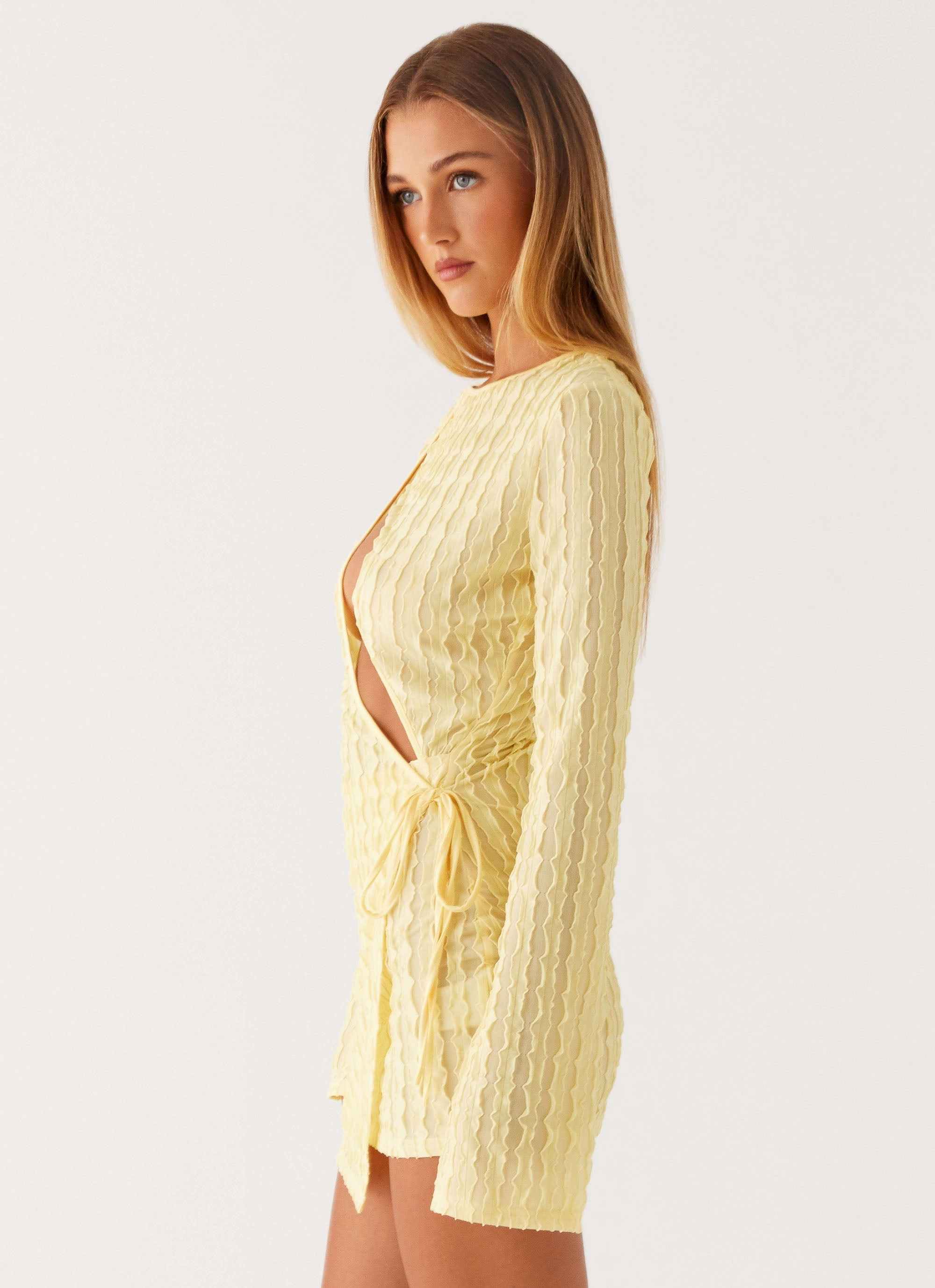 Organic-Fabric Balanced Light Alfie Mini Dress - Pastel Yellow