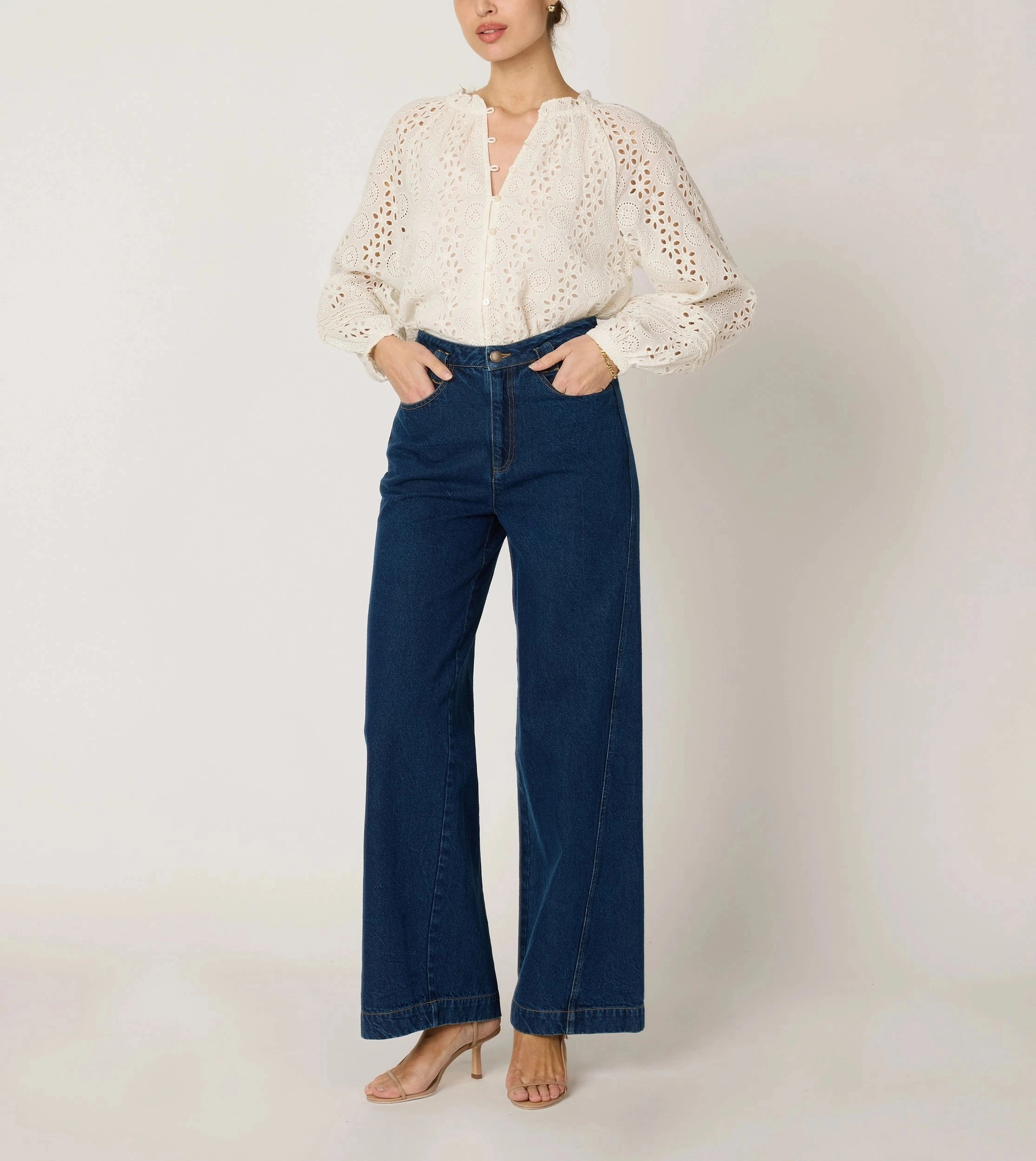 Alicia Blouse | Ivory Eyelet Casual Jacket