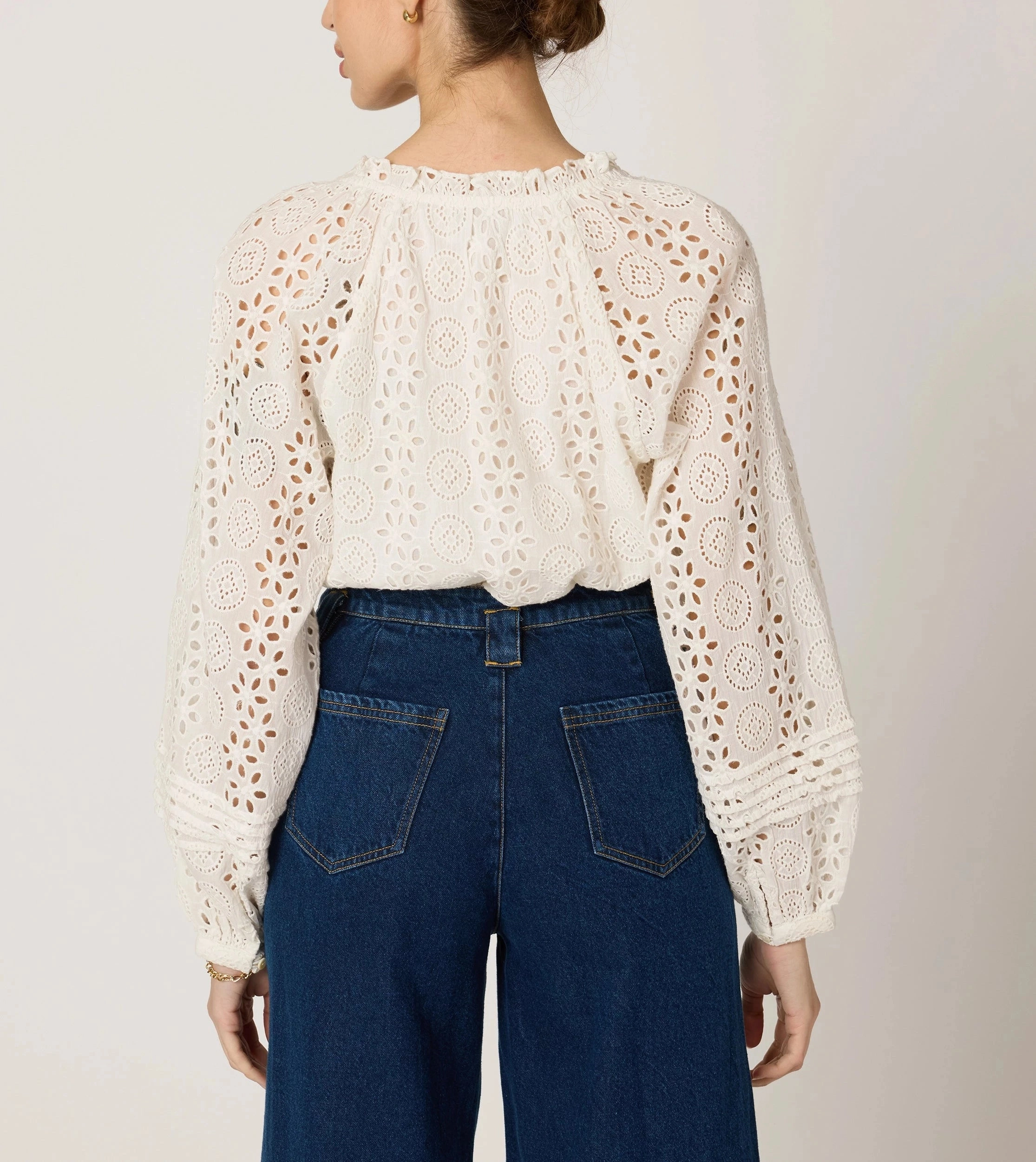 Alicia Blouse | Ivory Eyelet Casual Jacket