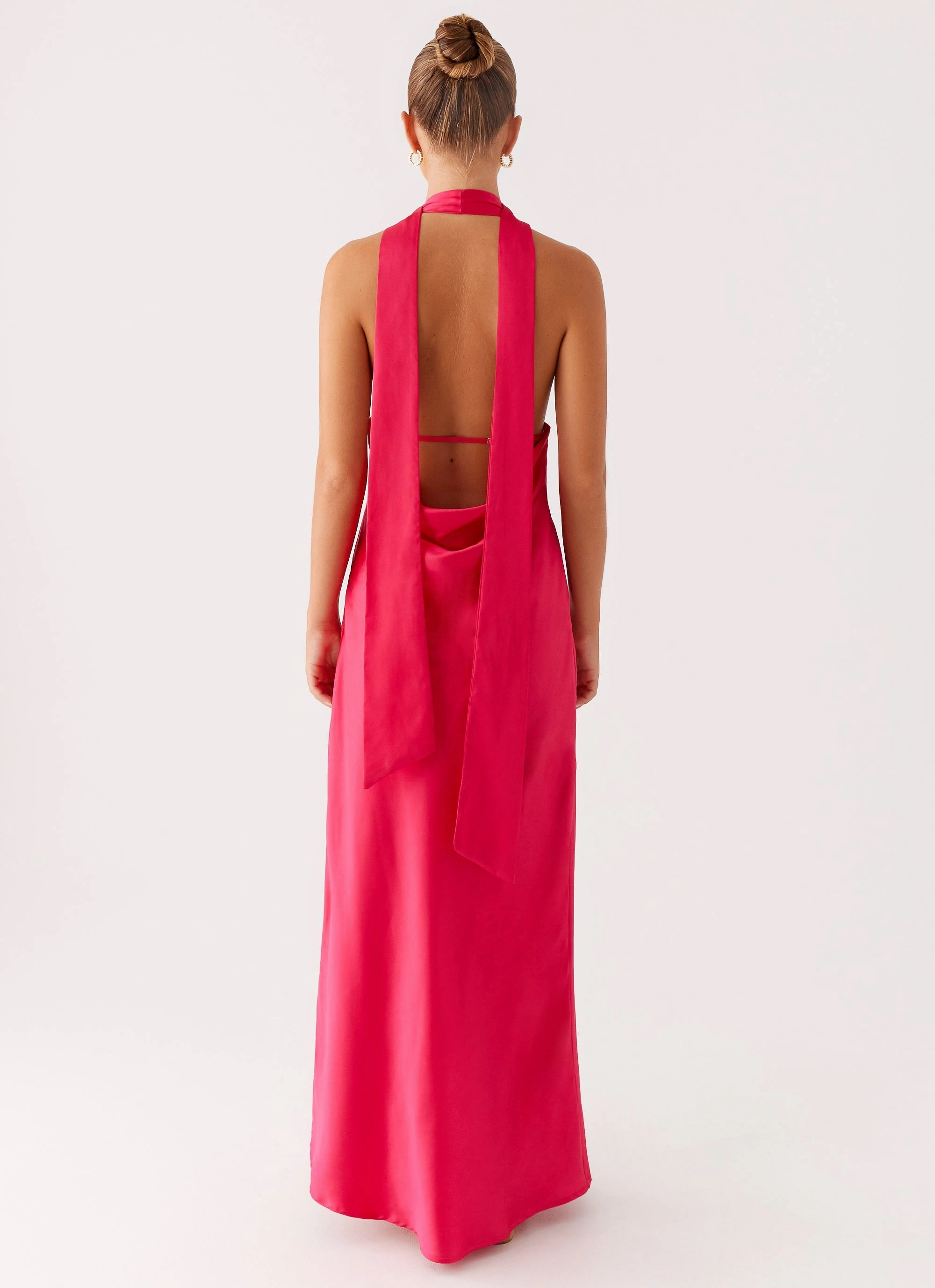 Alicia Satin Halter Maxi Dress - Fuchsia Classic and Chic Light Comfort
