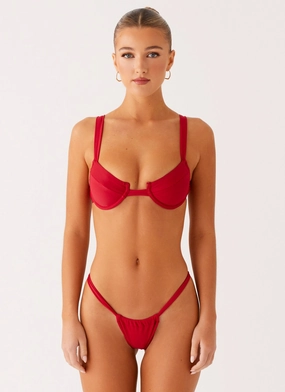 Outdoor Fun Airlie Scrunch Bikini Bottoms - Deep Red