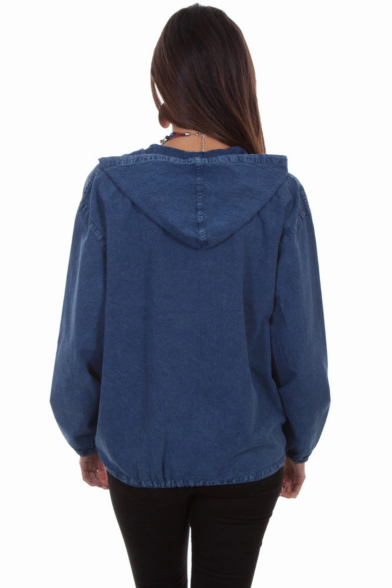 Scully Womens Dark Blue 100% Cotton Zip Front Hoodie Knit Outfit