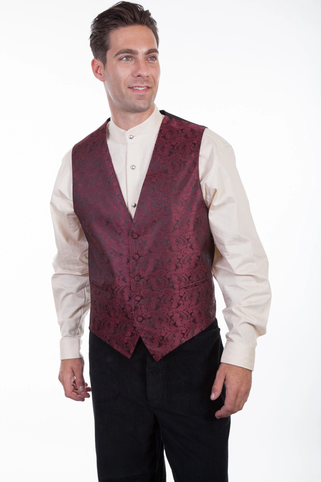 Modern Day Look Affordable Fashion Scully Mens Burgundy Polyester Vintage Vest