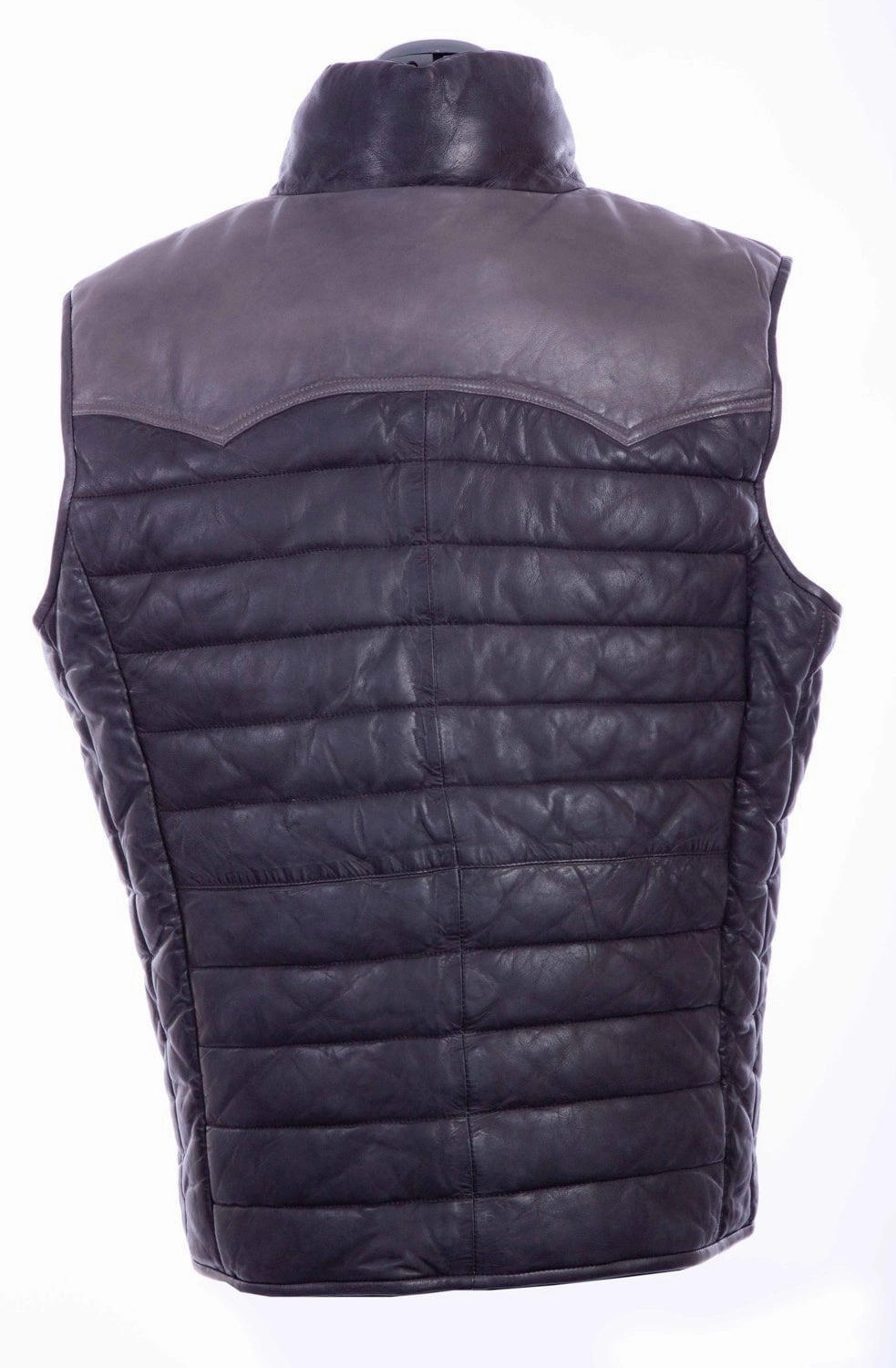 Scully Mens Two Tone Yoke Black/Grey Leather Leather Vest ScratchResistant Zippers Airflow Ventilation