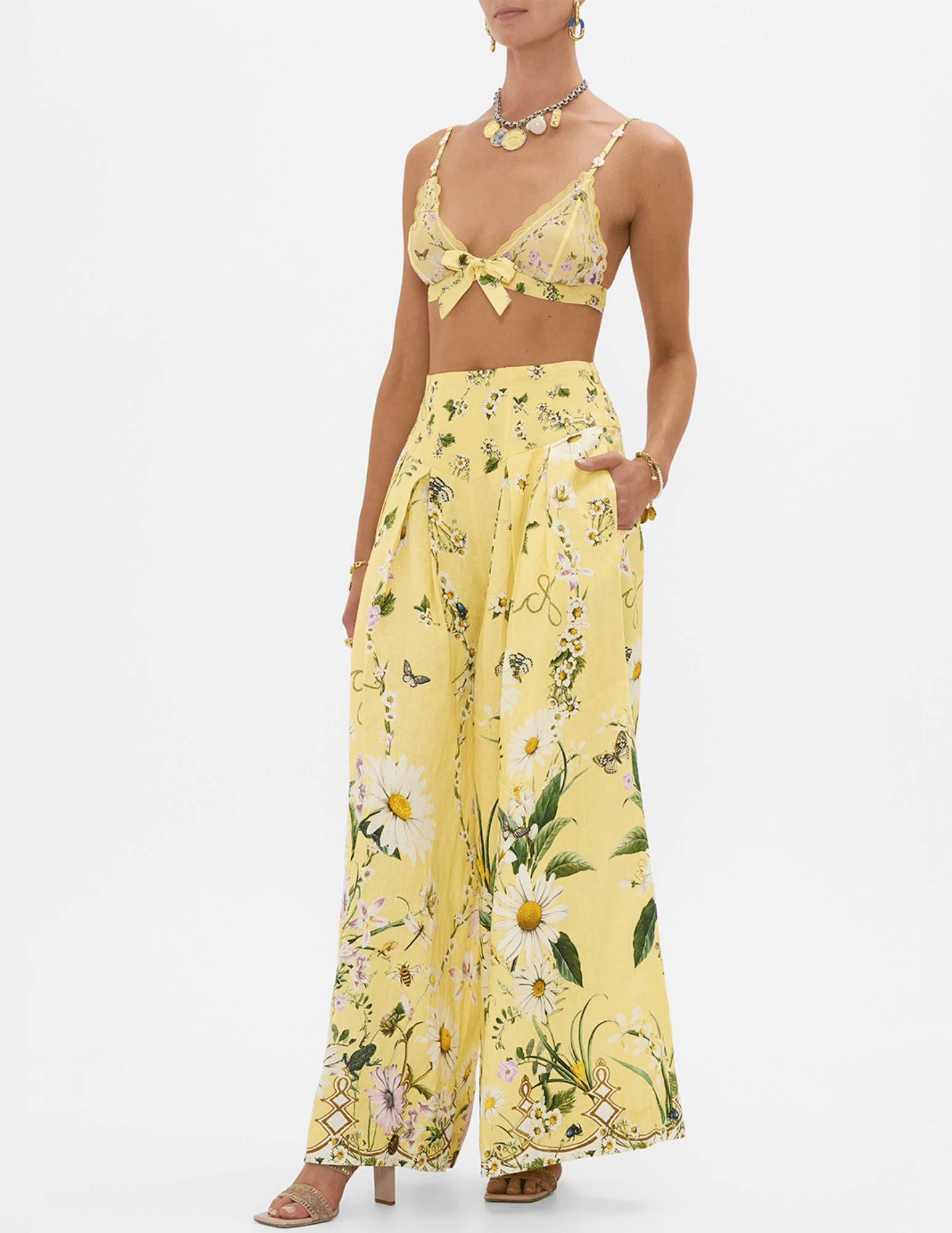 Lightweight insulation Day To Night Camilla Corset Waist Wide Leg Pant-SALE