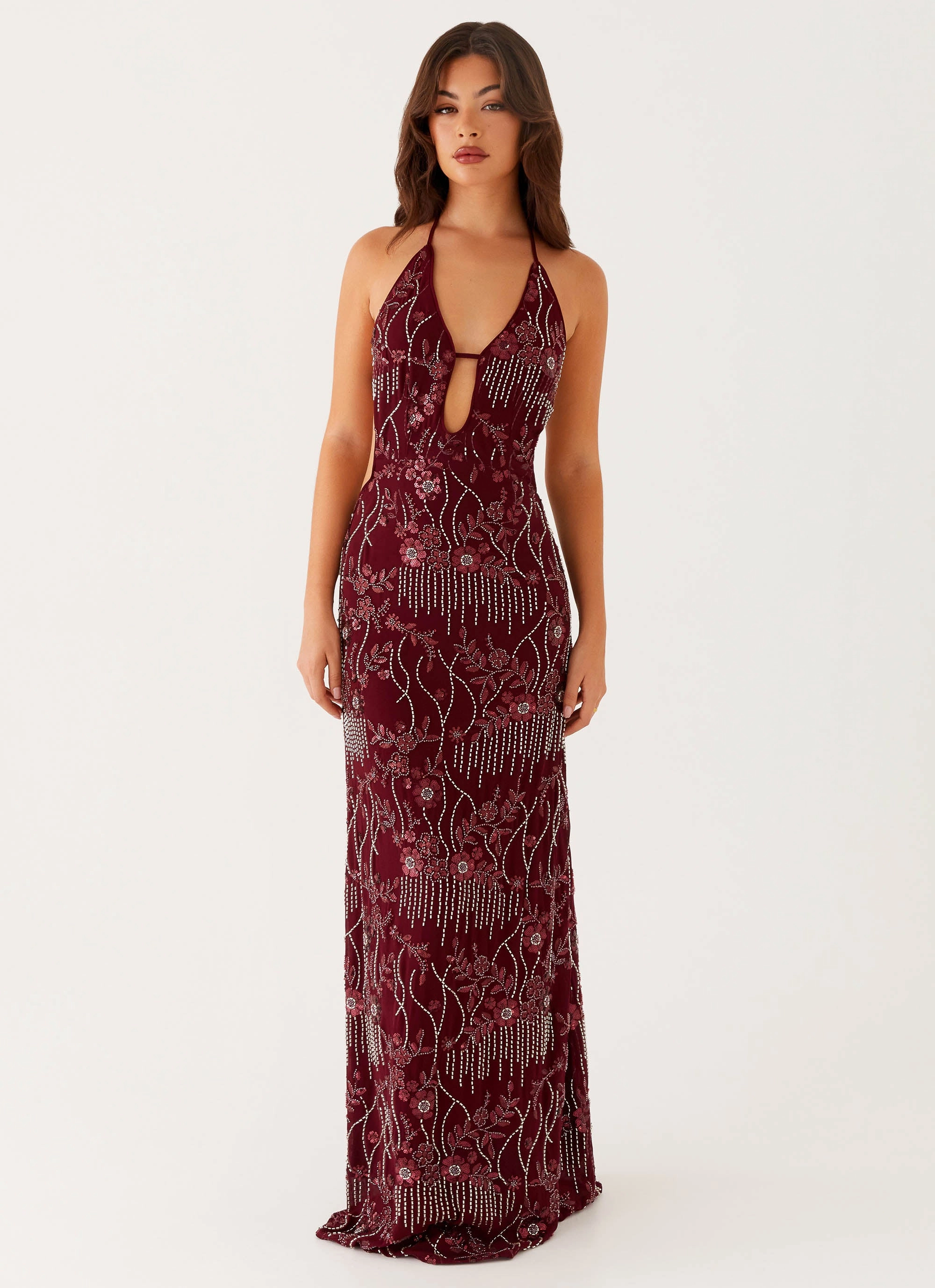 Elegant Motion Minimalist Fit All For Love Maxi Dress - Burgundy