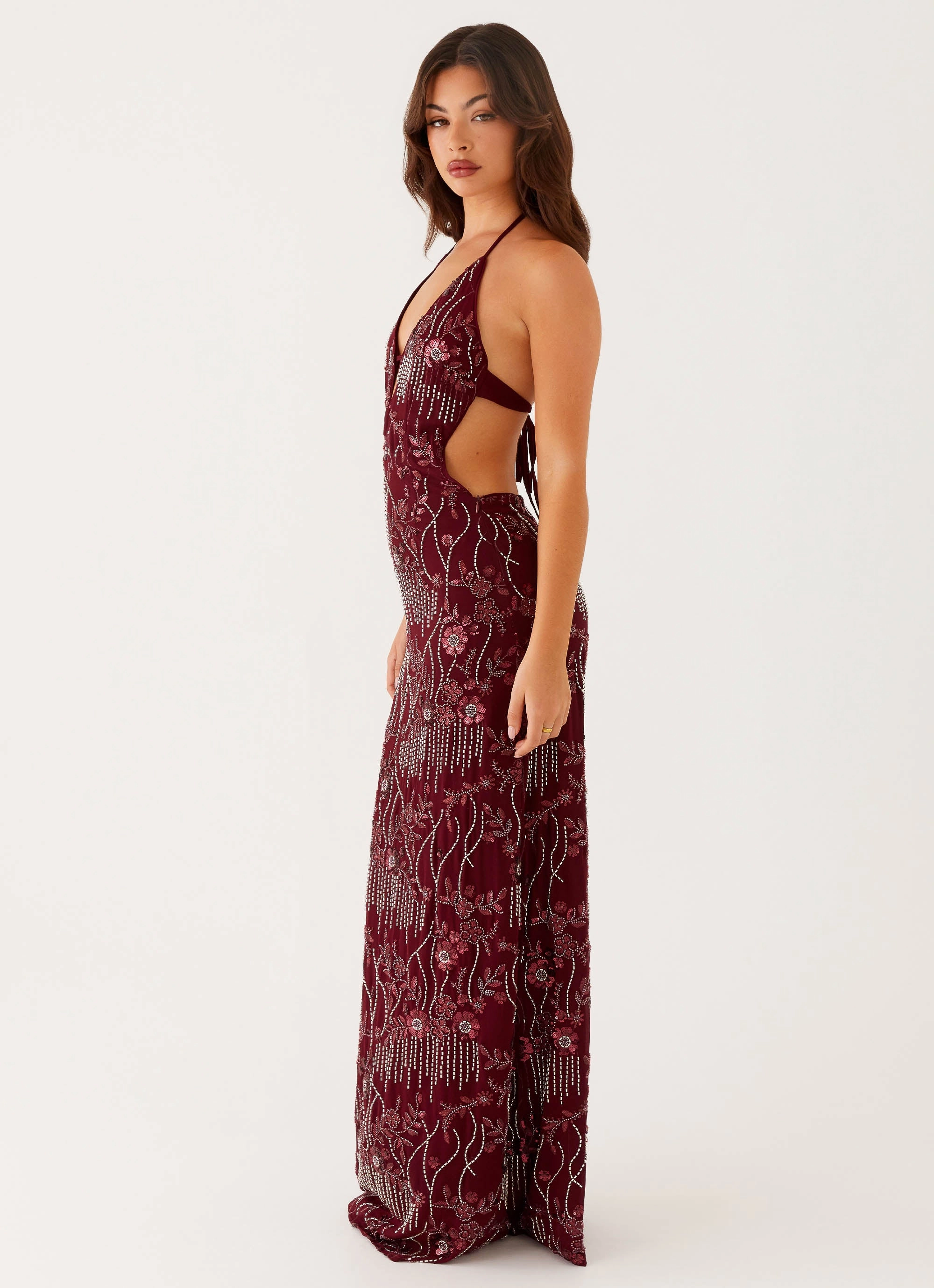 All For Love Maxi Dress - Burgundy Travel Light