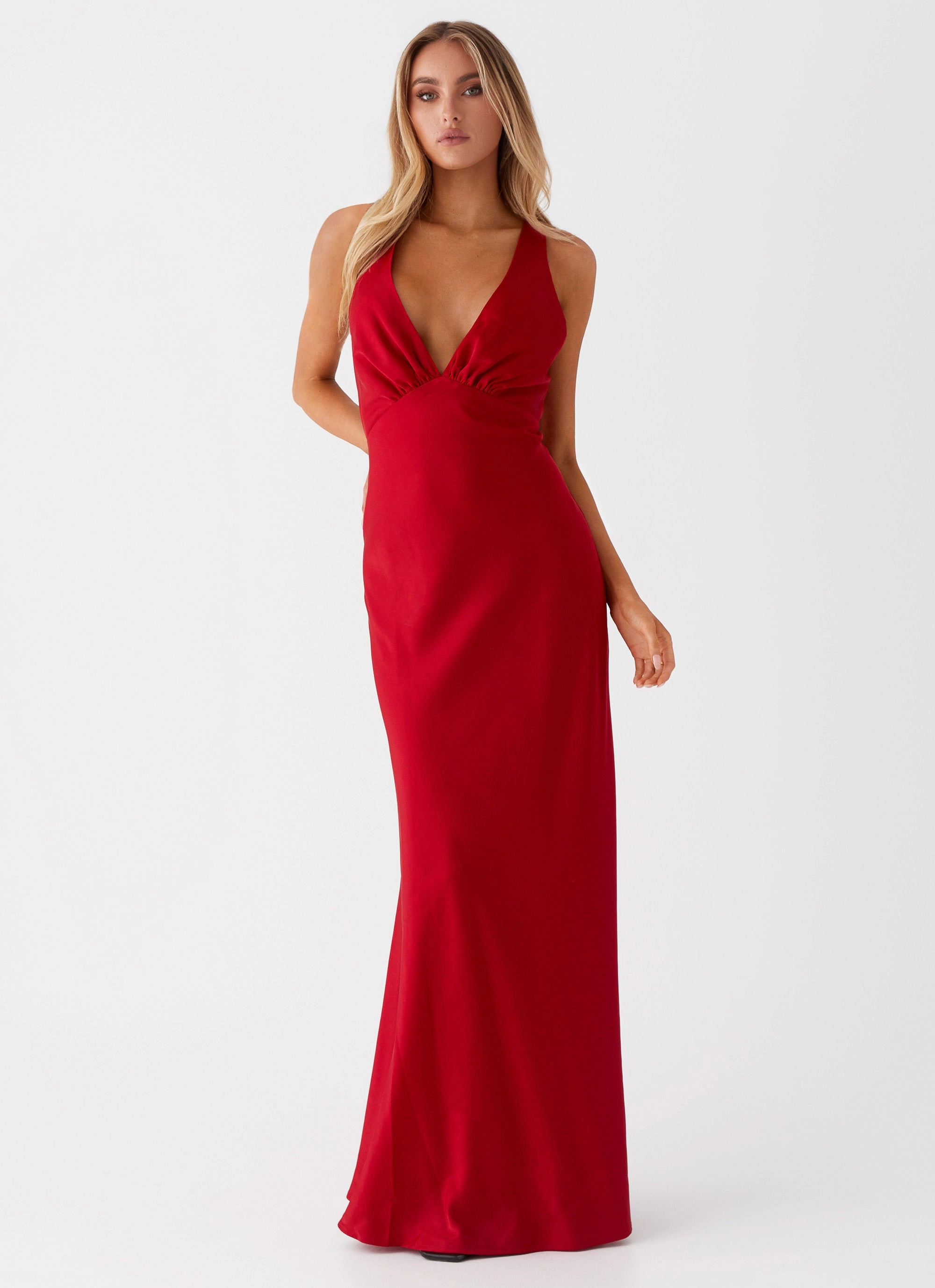 Slyvia Maxi Dress - Red Office Tone