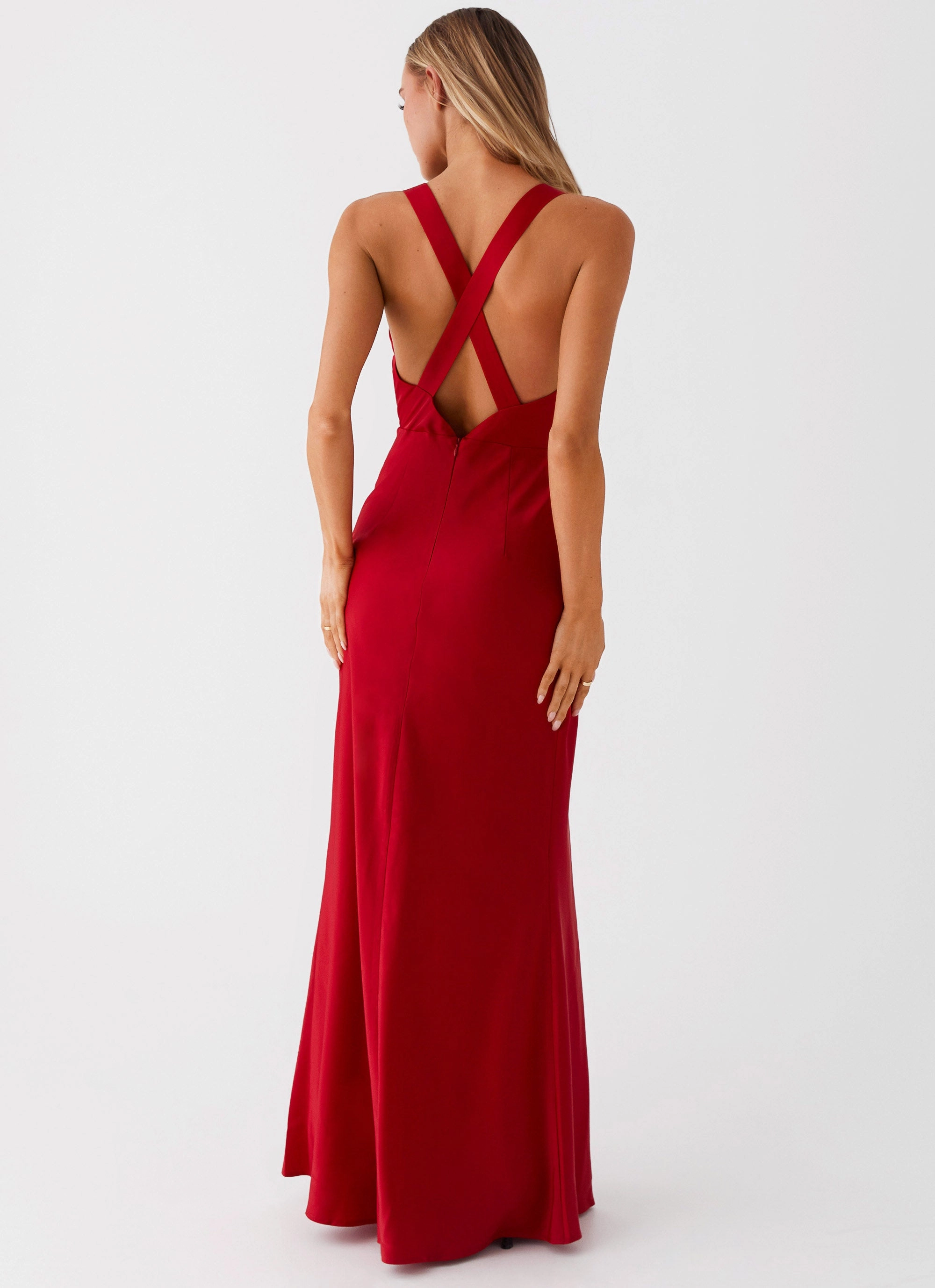 Flare Hem Slyvia Maxi Dress - Red