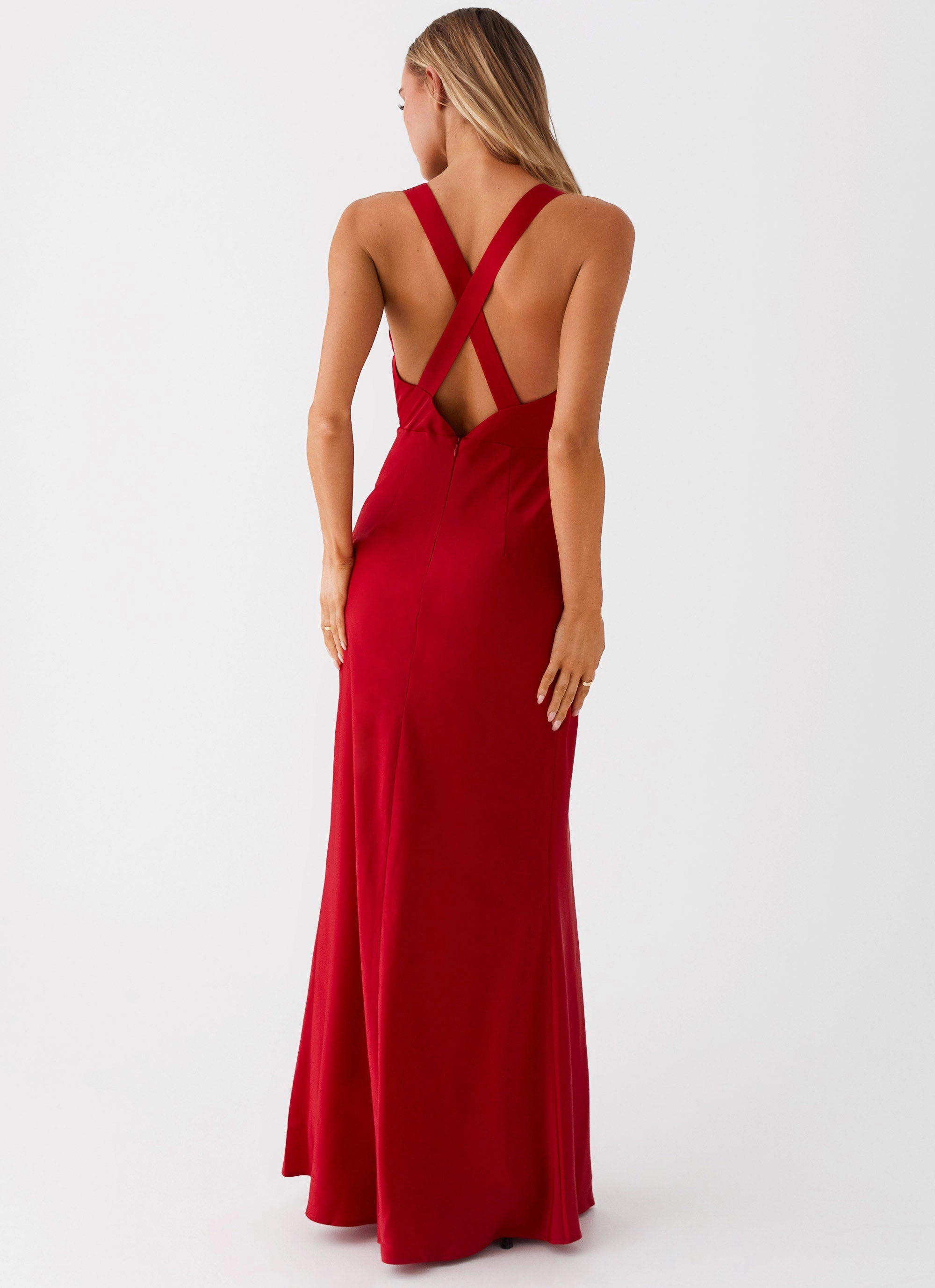 Shared Moment Delicate Lines Slyvia Maxi Dress - Red