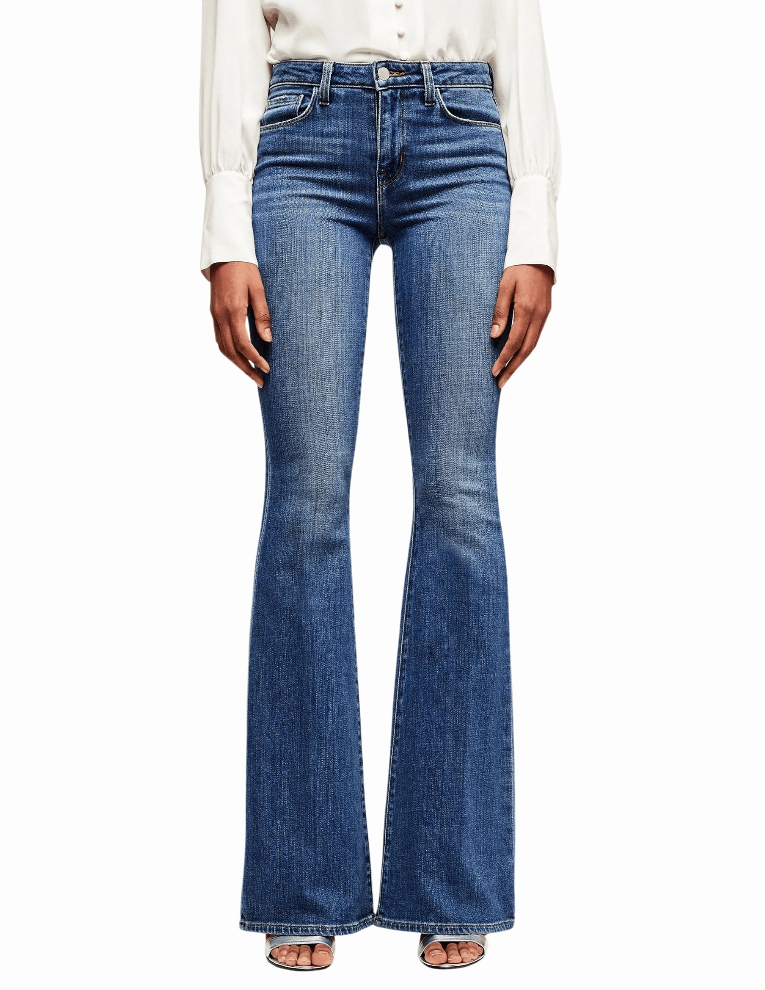 L'Agence Bell High Rise Flare Jean Tear Resistant Weave