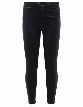 L'AGENCE Margot High Rise Coated Jeans In Black Coated Date Night Sustainable