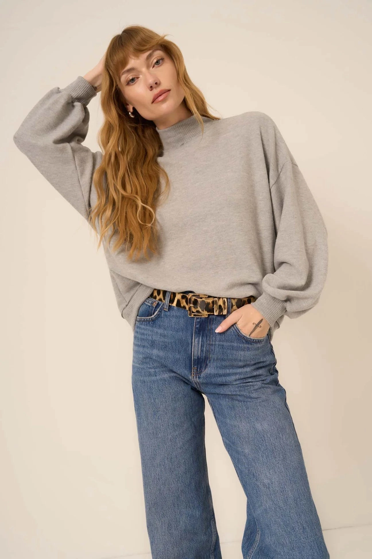 WrinkleFree Fabric Love Language Mock Neck Top