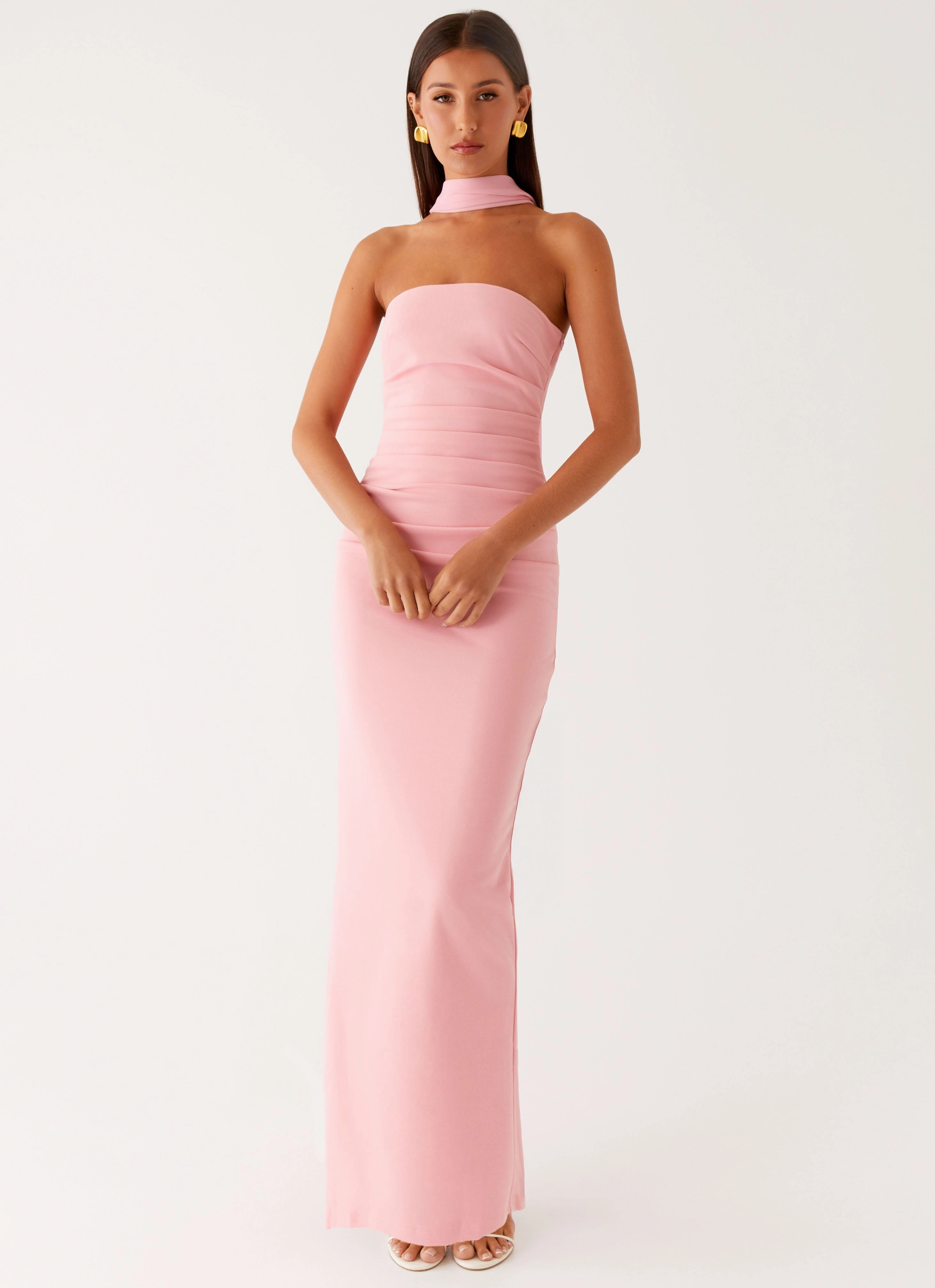 Sheer Light Simple Comfort Libra Maxi Dress - Pink