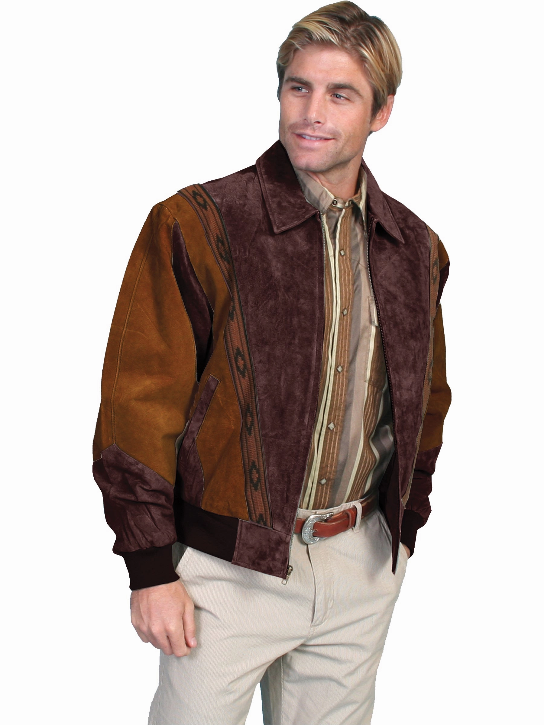 Scully Leather Mens Western Boar Suede Rodeo Jacket Cafe Brown/Chocolate Wrinkle Resistant High End Look