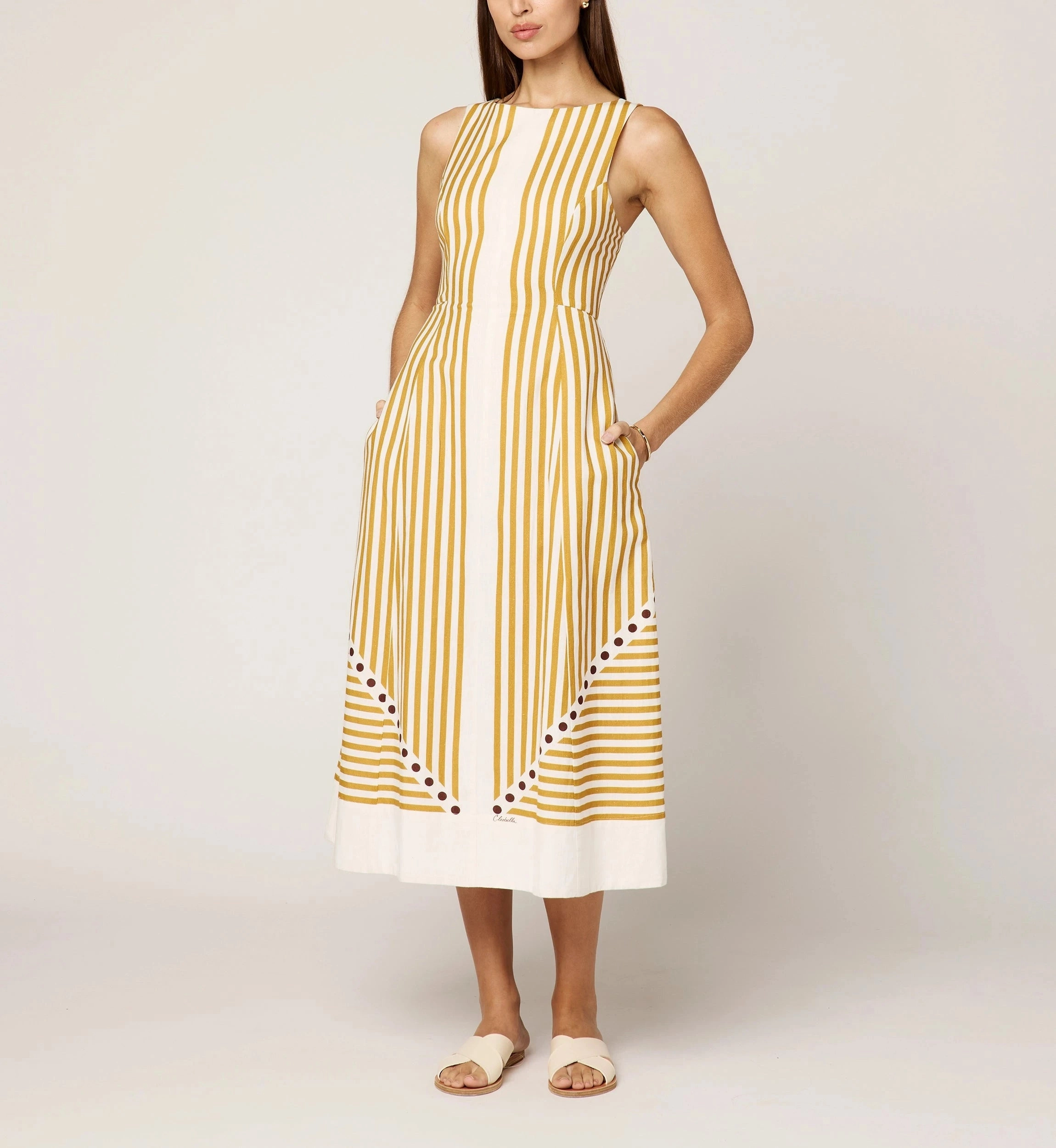 TaglessDesign Fade Resistant Coating Rhiannon Ankle Dress | Lusso Stripe