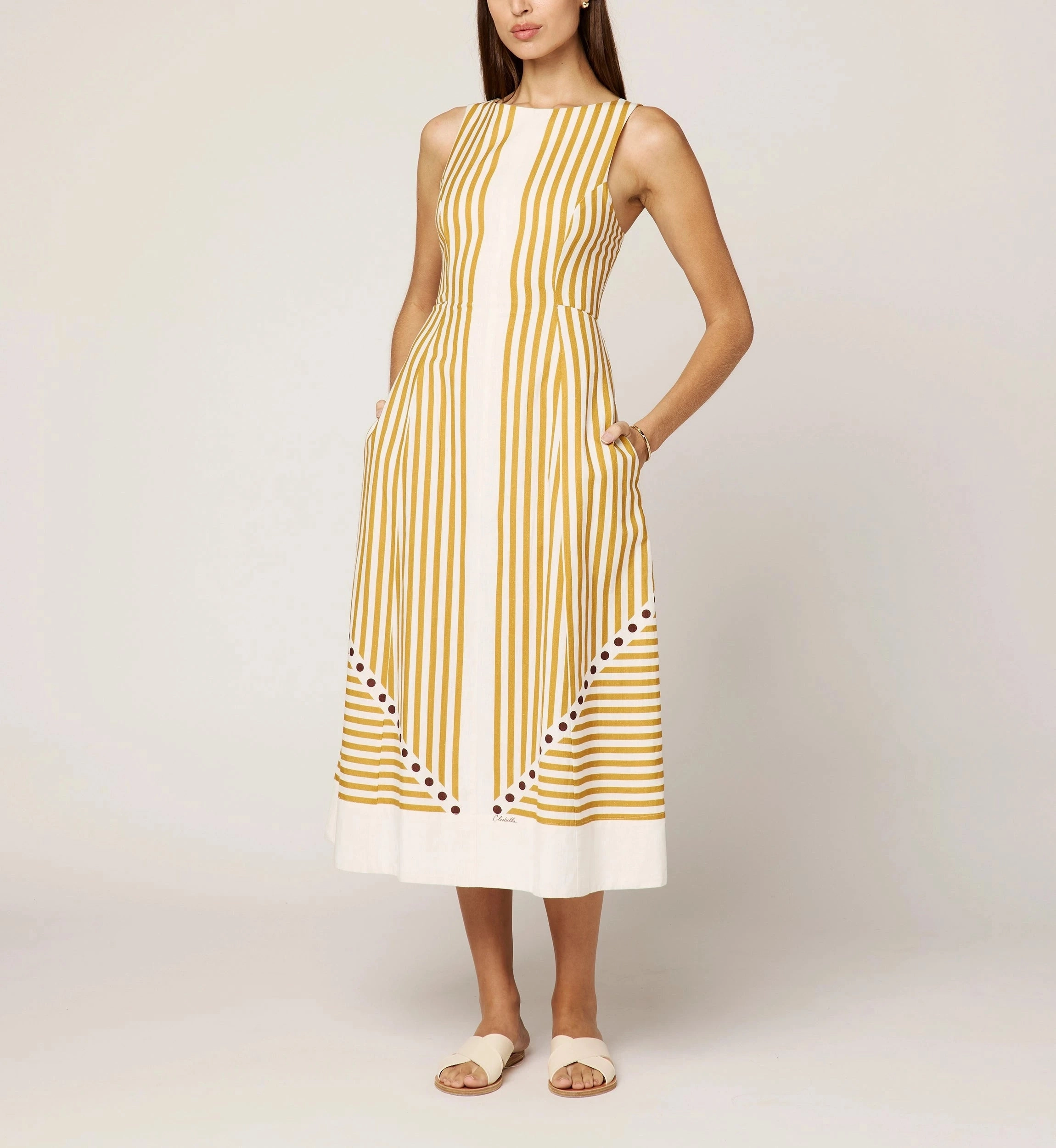 Rhiannon Ankle Dress | Lusso Stripe Retro Detail