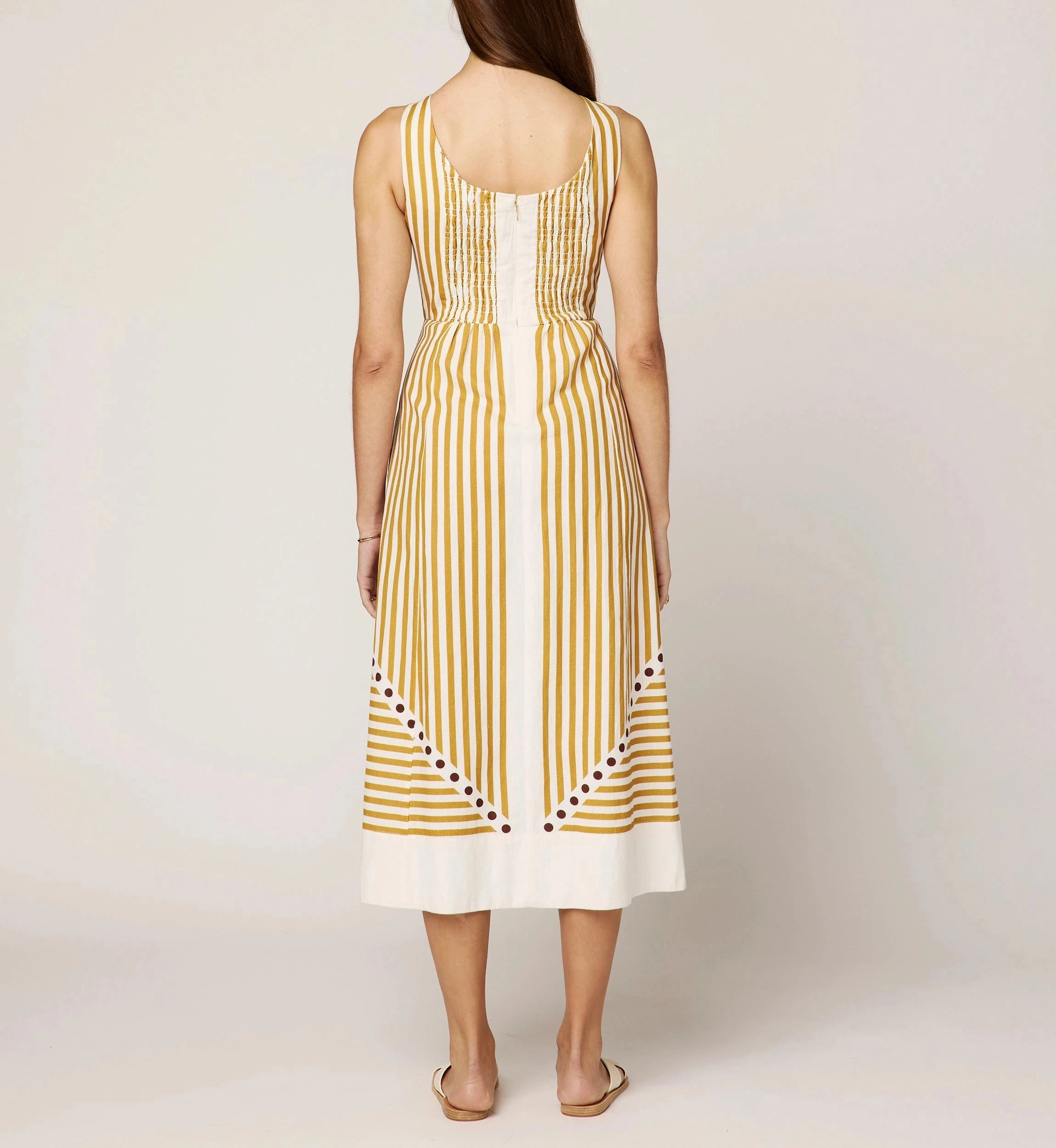 Rhiannon Ankle Dress | Lusso Stripe Winter Classic Light Cloud