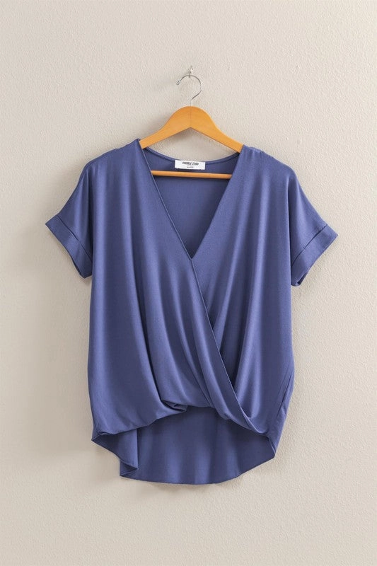 Allie Short Sleeve Surplice Top Simple Cut