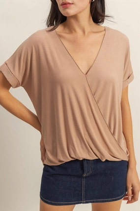 Allie Short Sleeve Surplice Top ReflectiveDetails