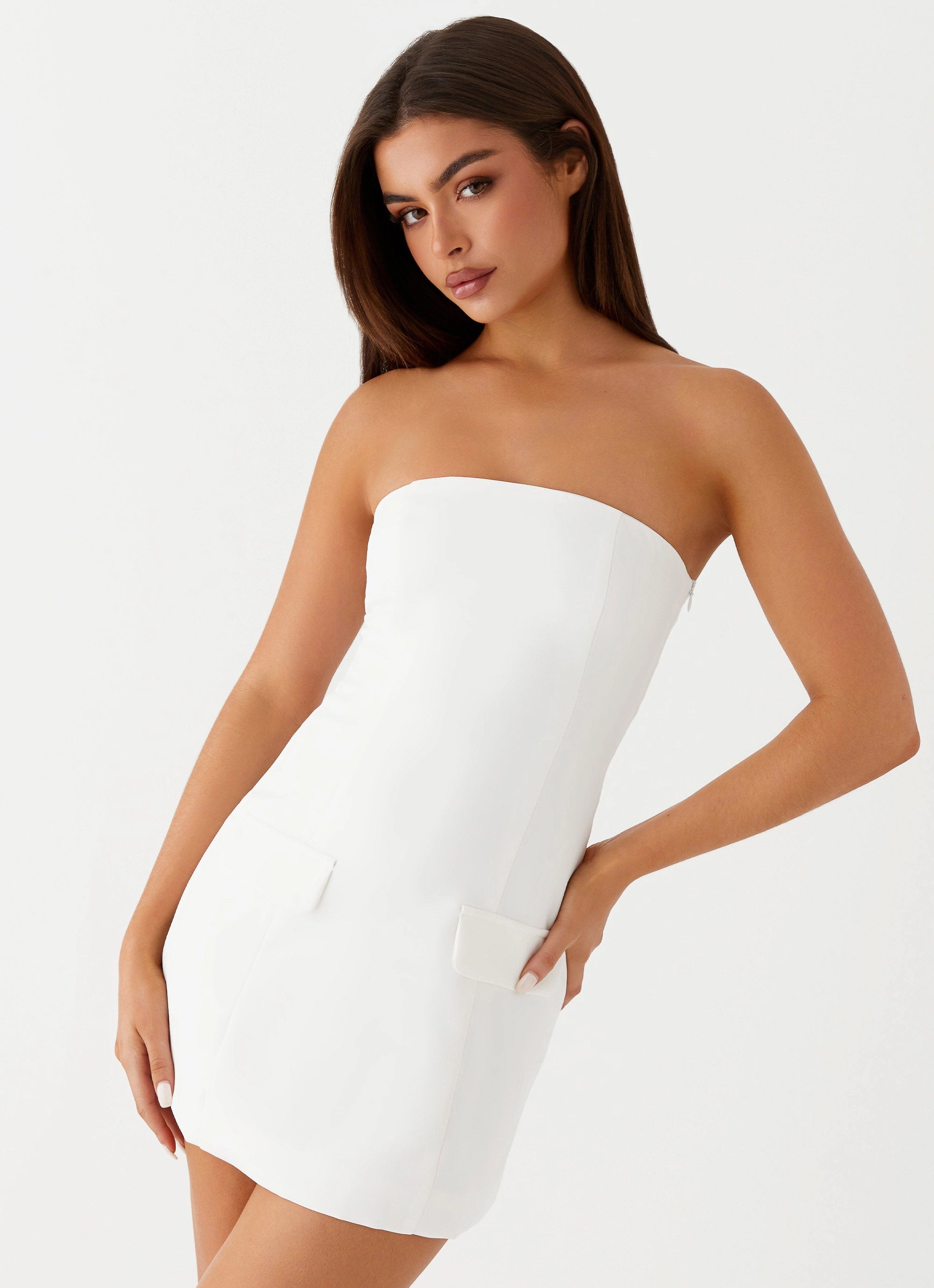 Allora Strapless Mini Dress - White Flattering and Effortless Comfortable fit dress