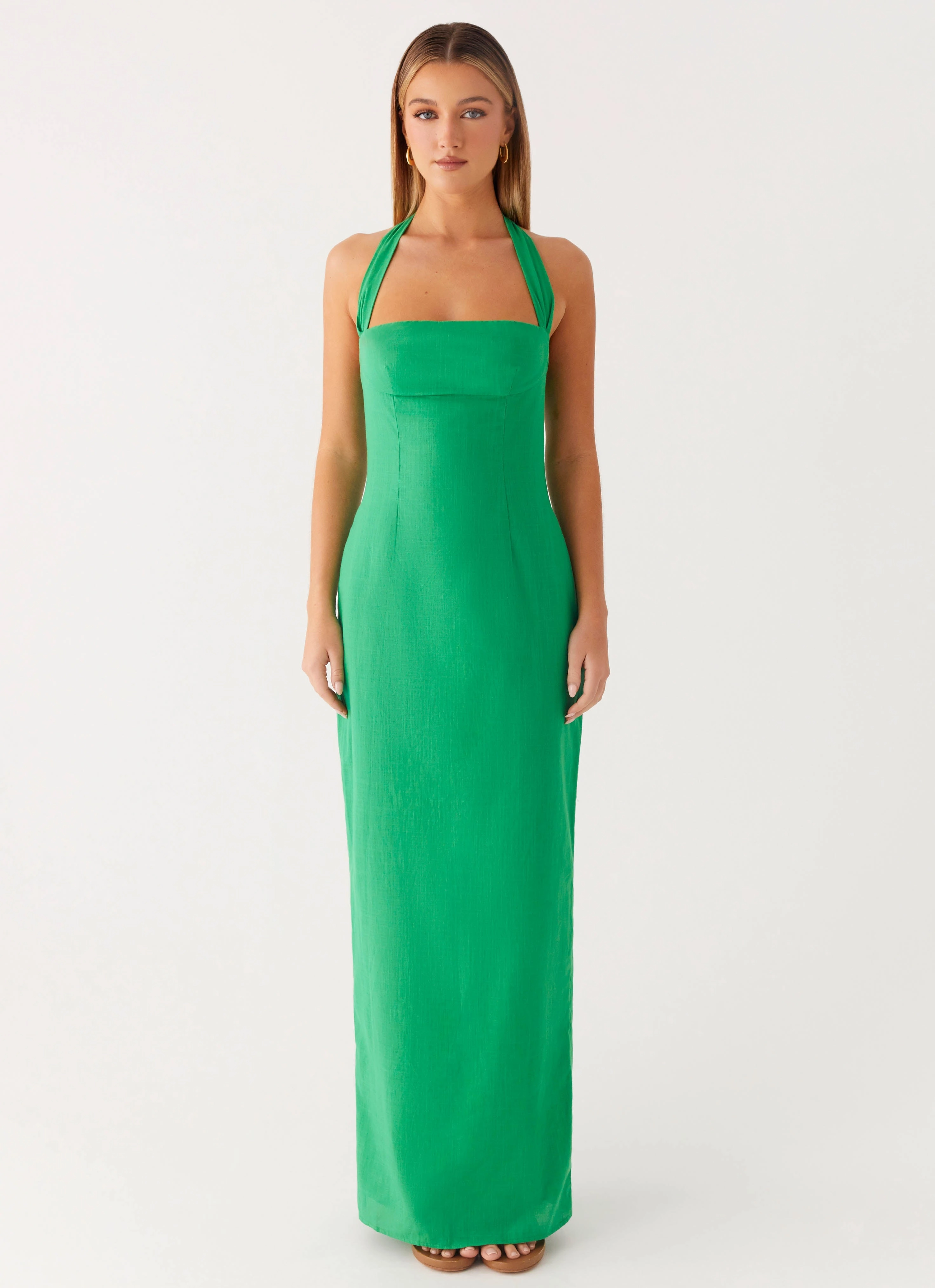 Bishop-Sleeve Allyse Maxi Dress - Cactus