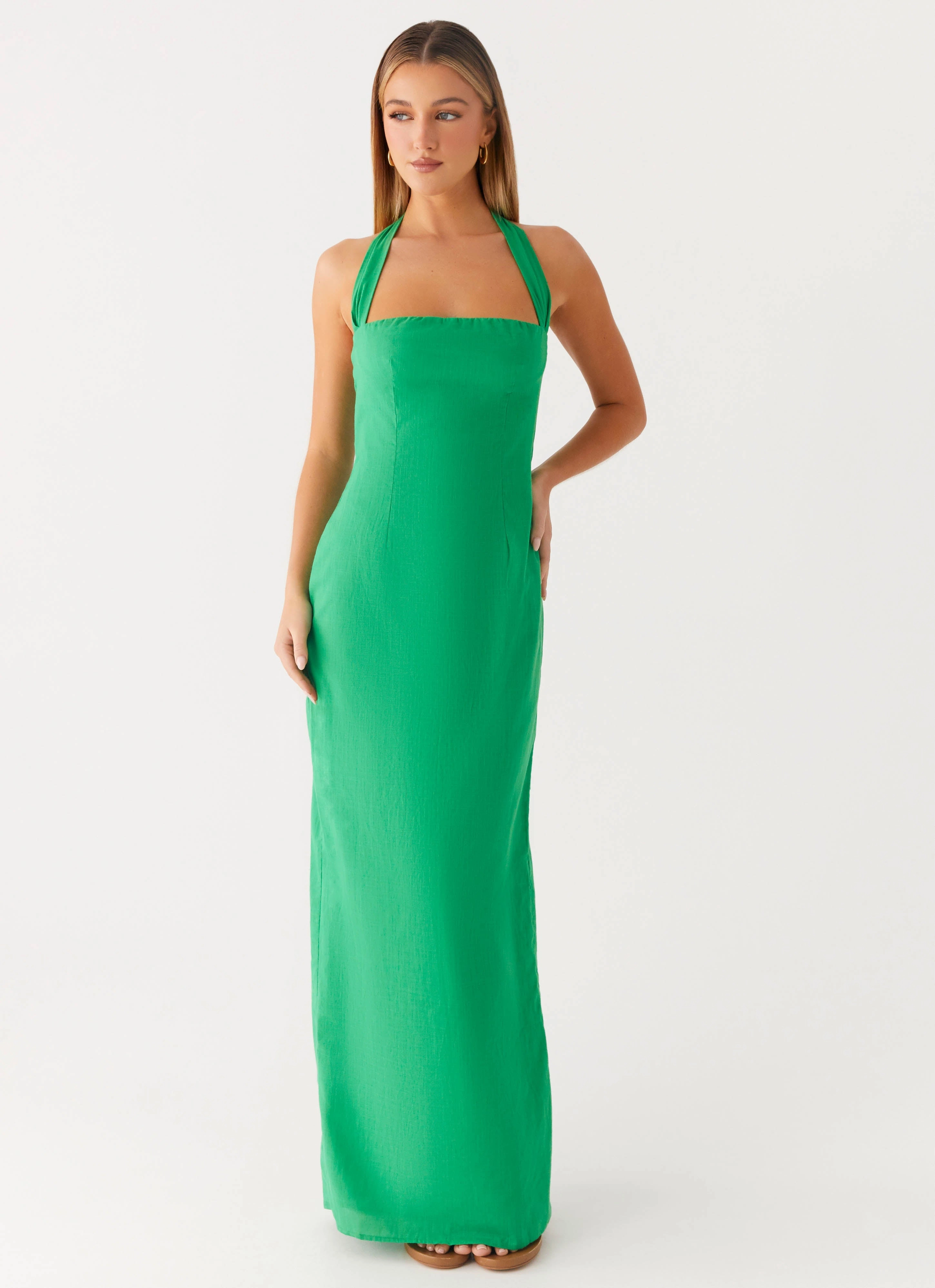 Allyse Maxi Dress - Cactus Sleek and Flattering Clean Tone