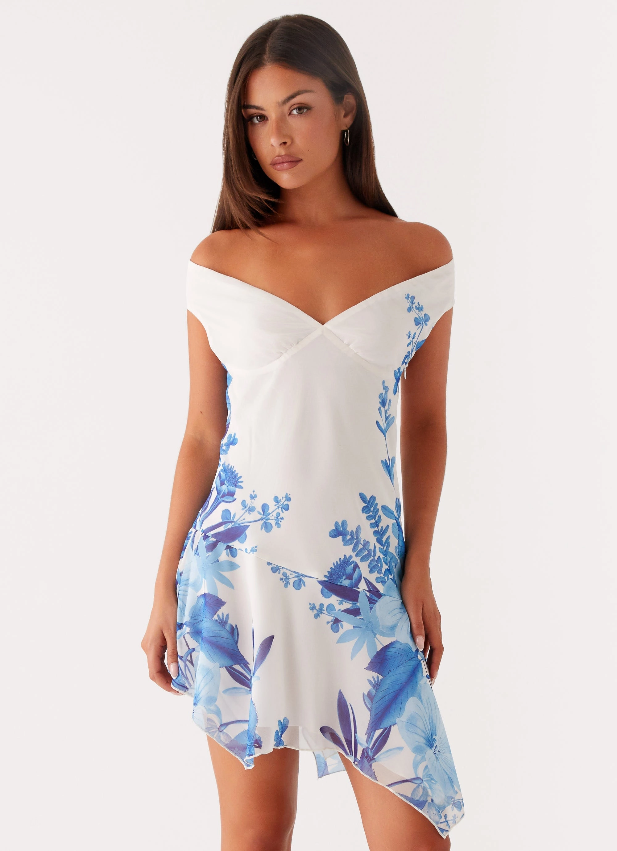 Comfortable Design Wear Alma Mini Dress - Blue Floral Print