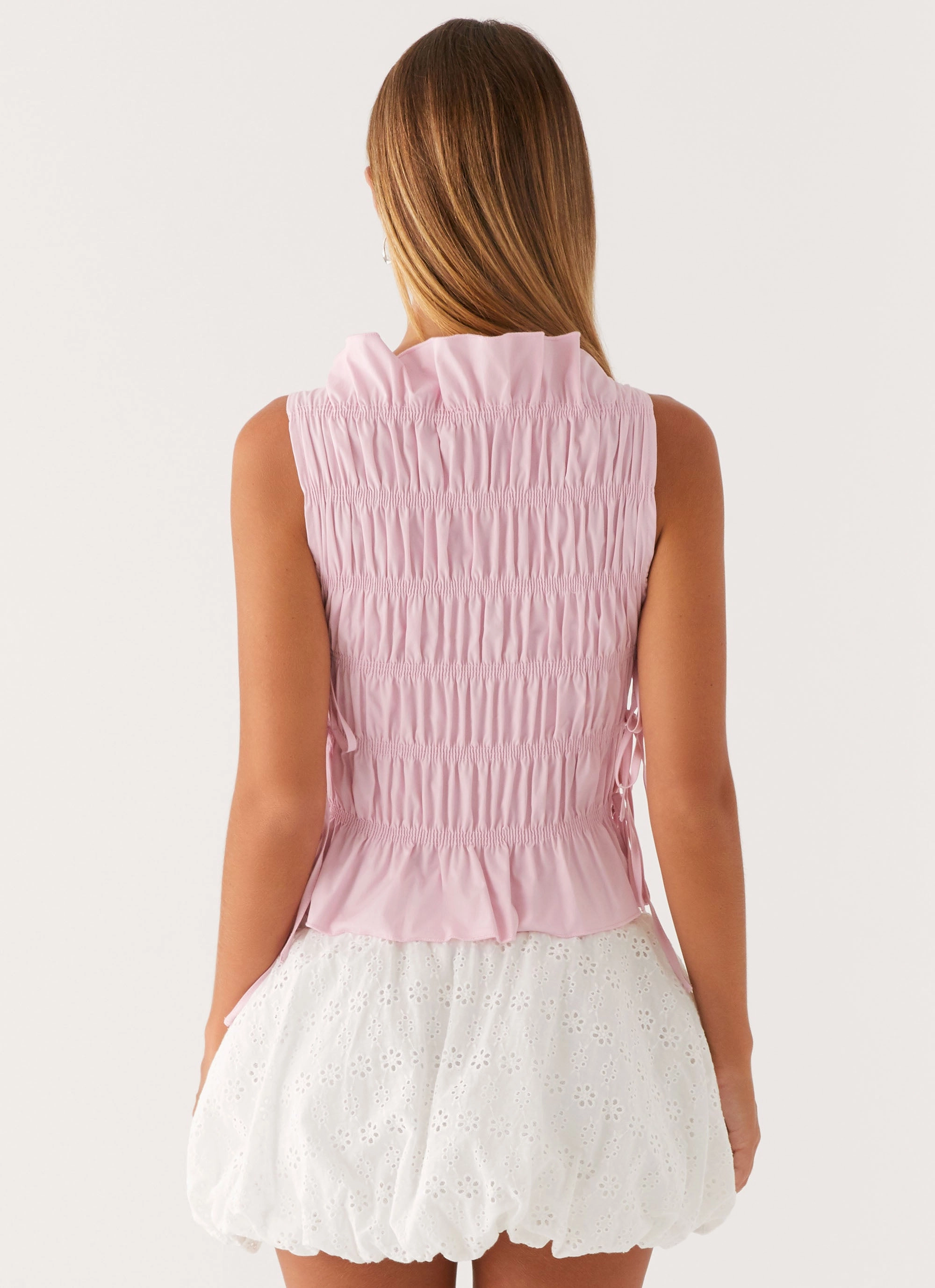LongWearingComfort Alysa Shirred Top - Pink