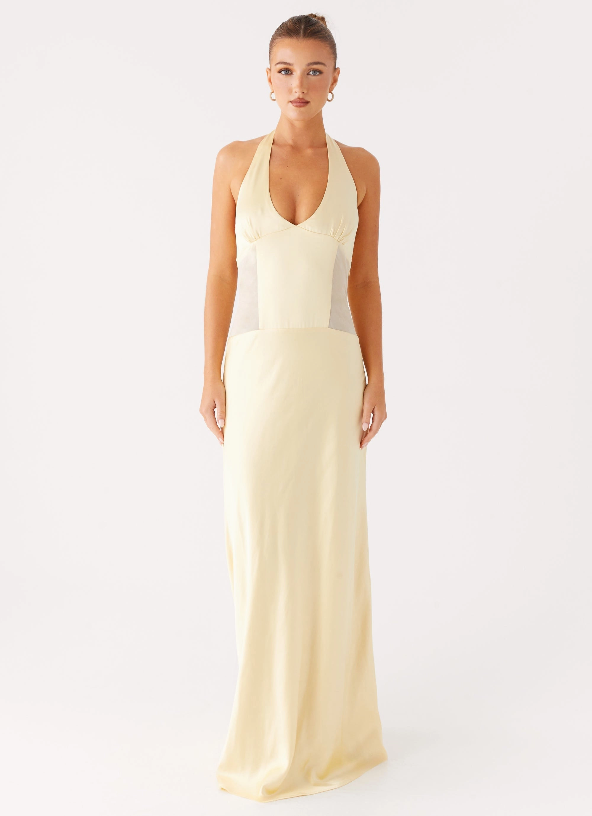 Ambre Mesh Panel Maxi Dress - Yellow Daily Chic Vintage Vibe