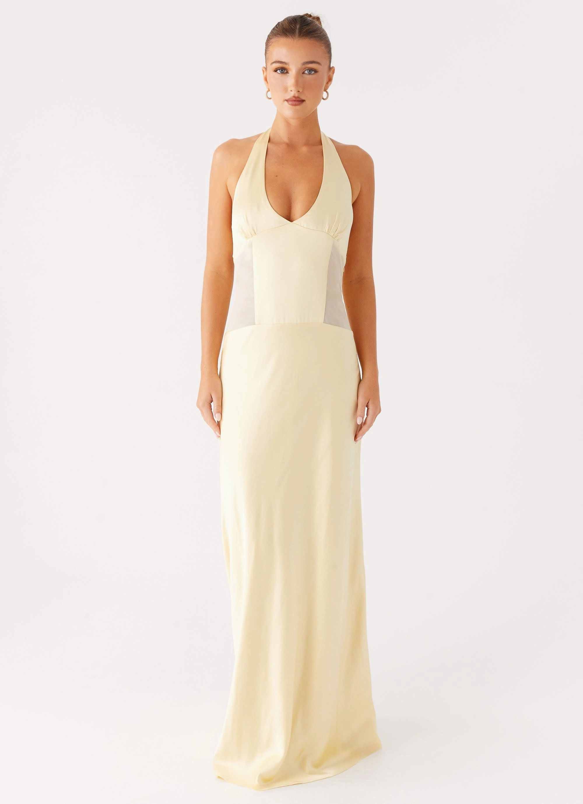 Street Elegance Ambre Mesh Panel Maxi Dress - Yellow