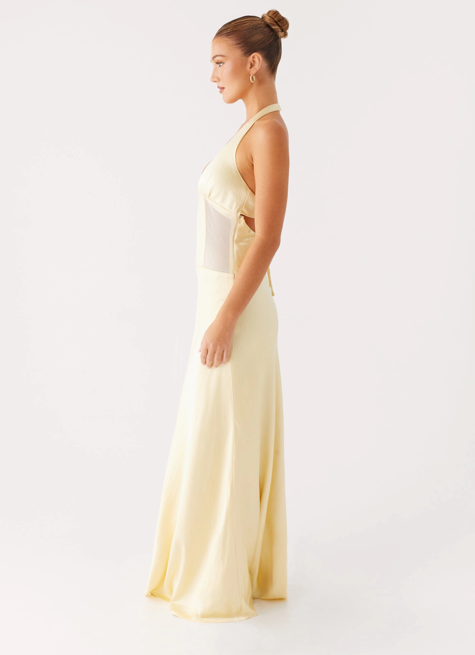 Vibrant Colors Ambre Mesh Panel Maxi Dress - Yellow