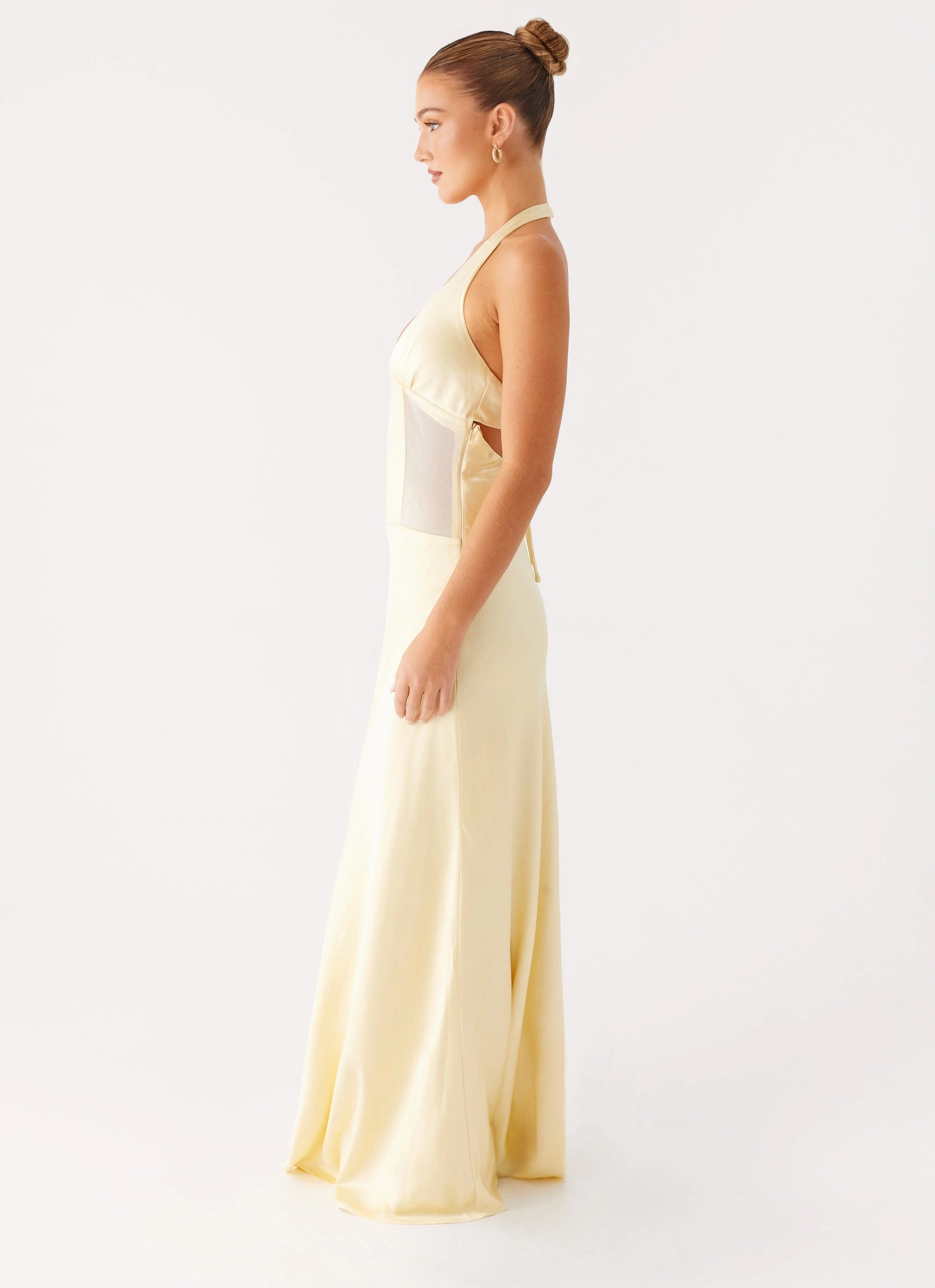 Ambre Mesh Panel Maxi Dress - Yellow Chic and Cozy Wear Clear Blush