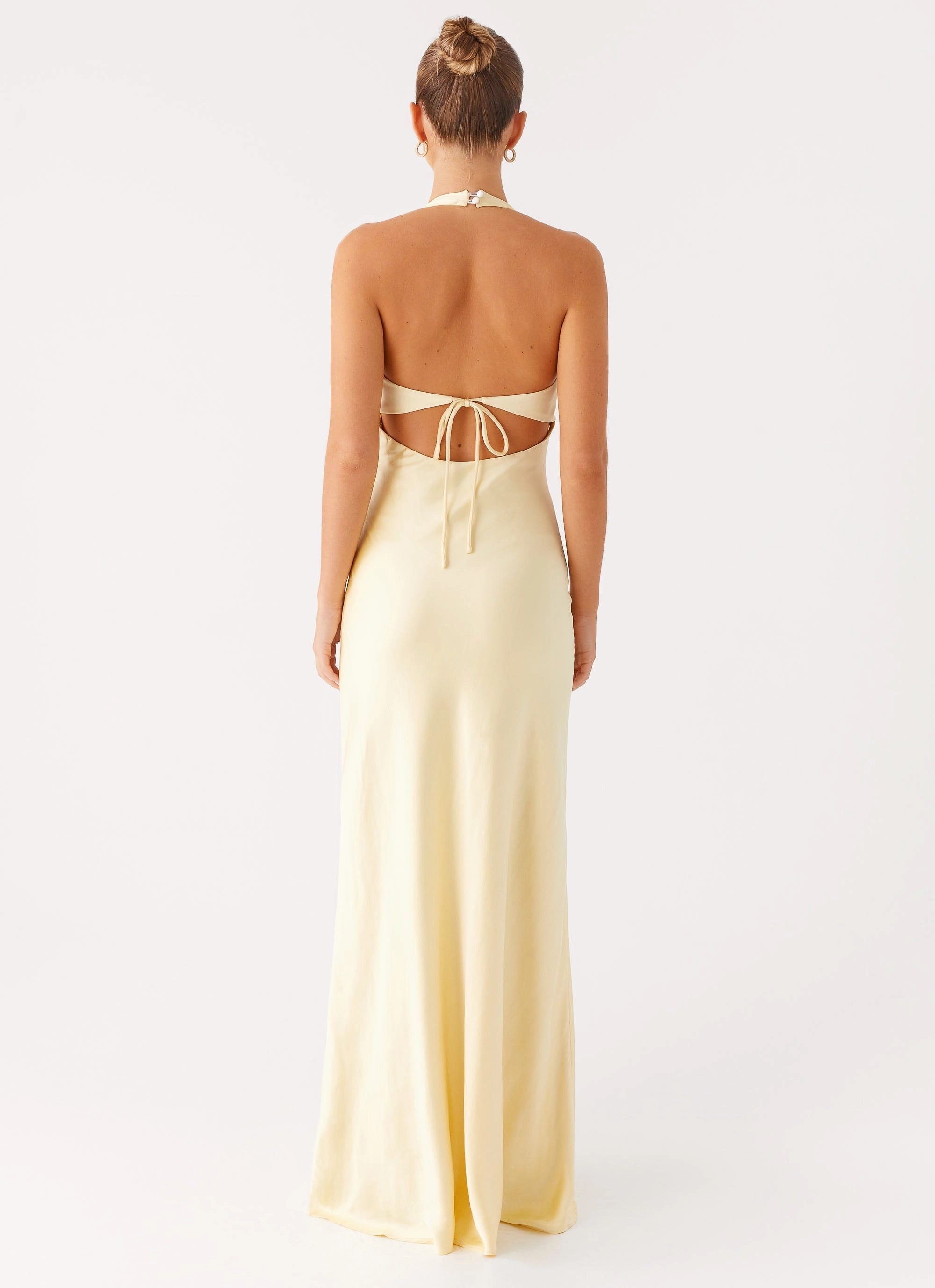 Ambre Mesh Panel Maxi Dress - Yellow Off-Shoulder