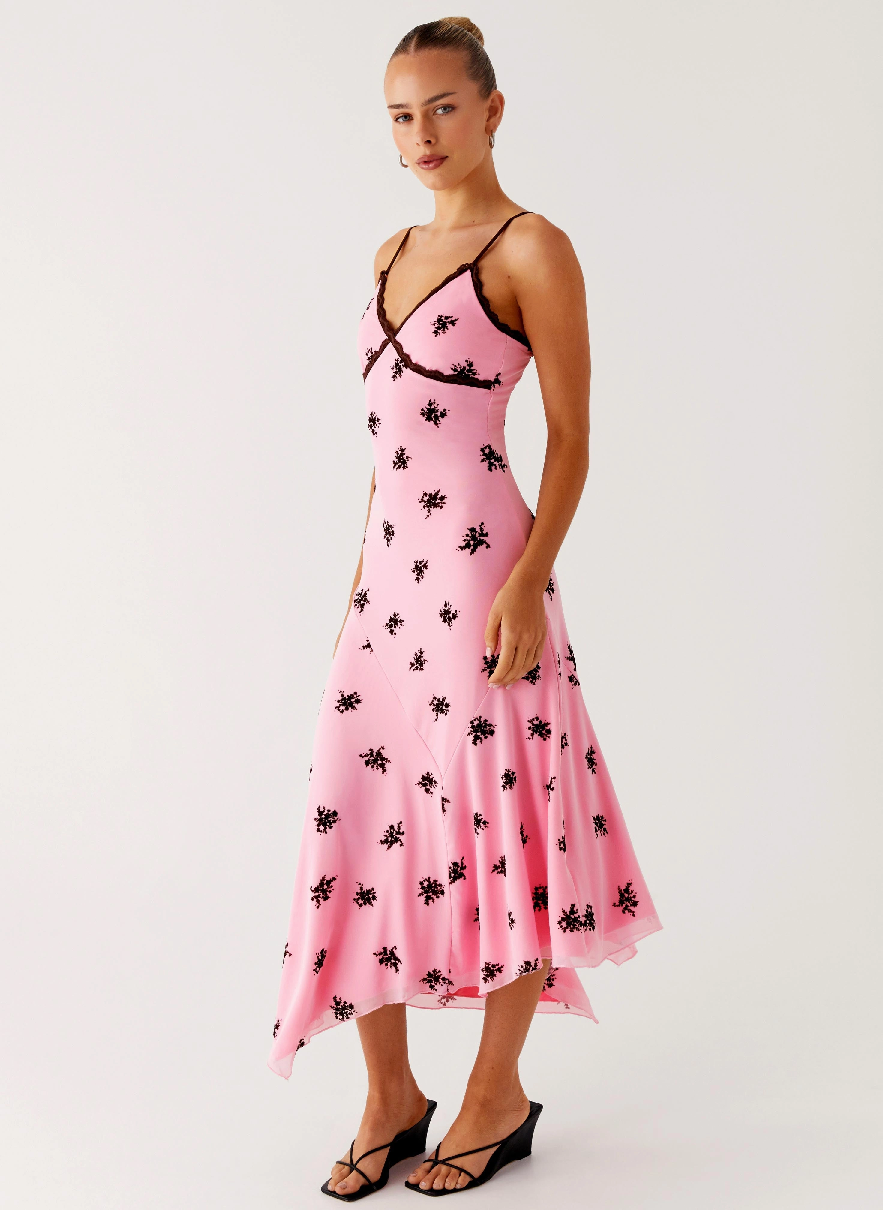 High-Neck Amelia Midi Dress - Pink