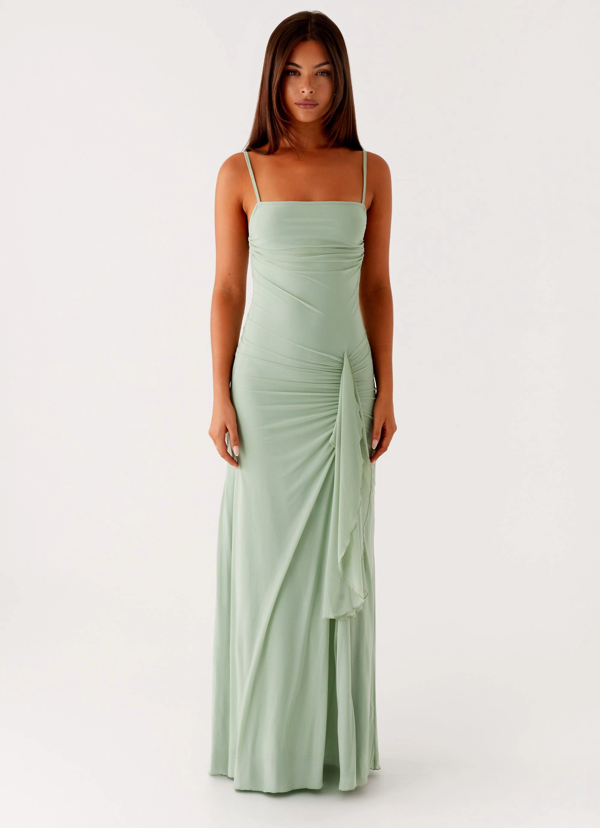 Amphi Maxi Dress - Sage Form Fitting Light Mood