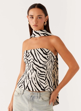 MoistureWicking Material Anais Scraf Top - Zebra
