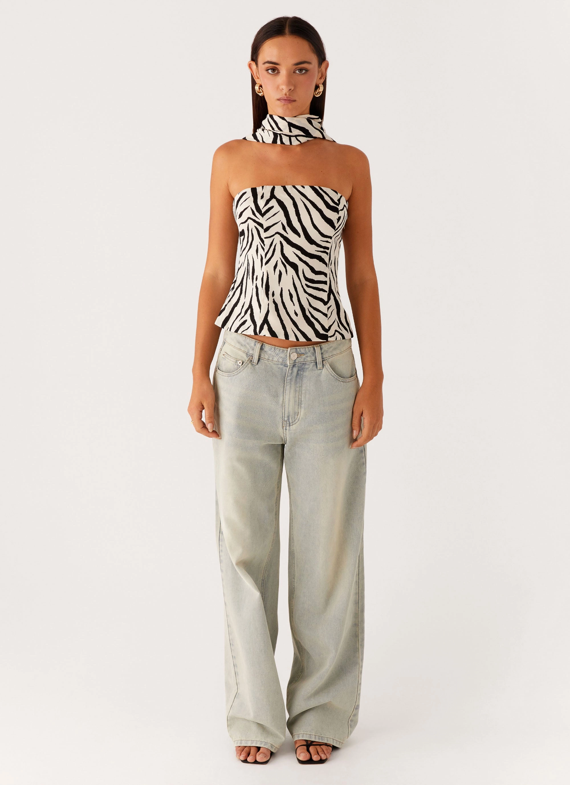 Fashionable Fit Anais Scraf Top - Zebra