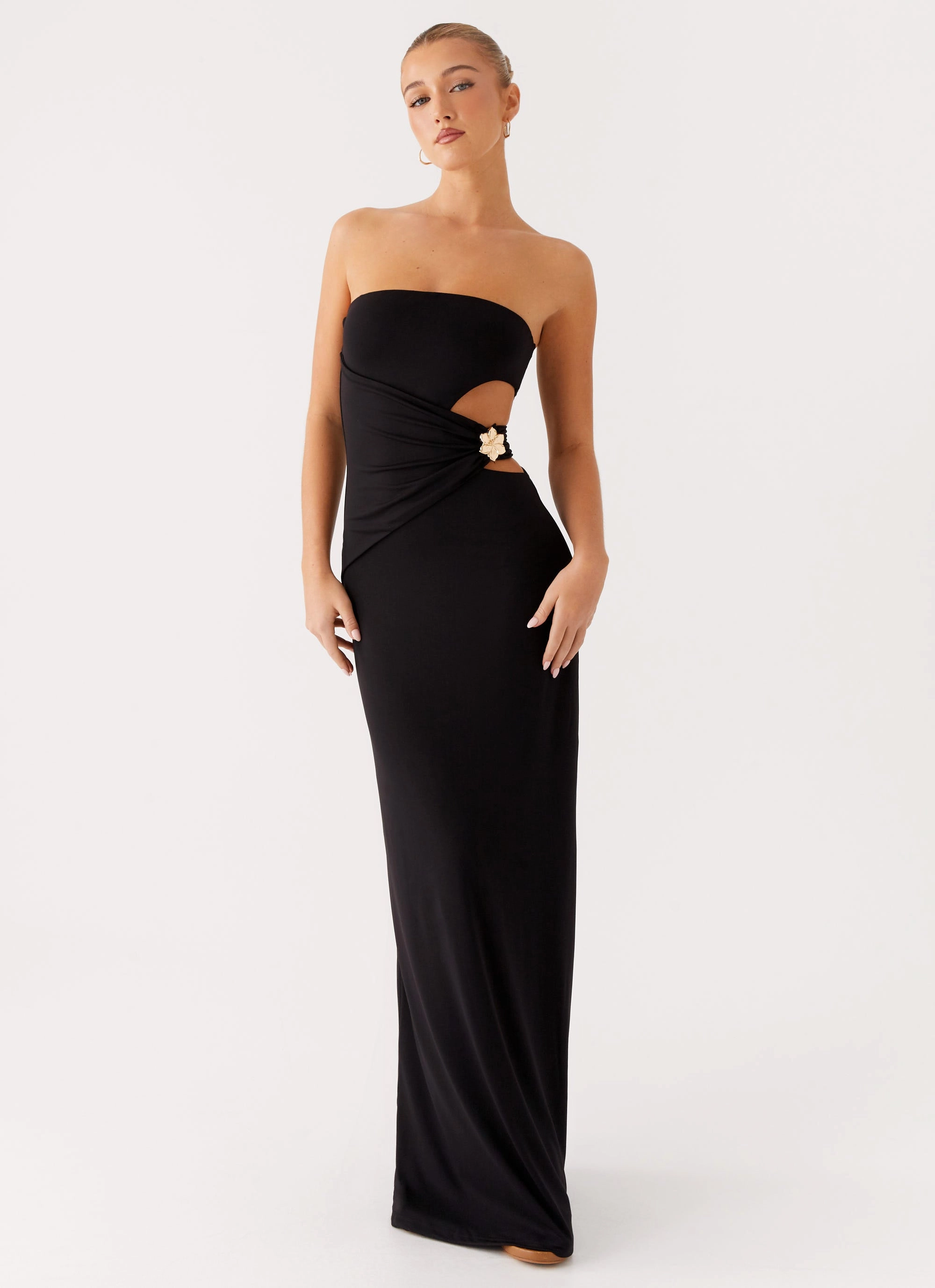 Anetta Maxi Dress - Black Polished Design