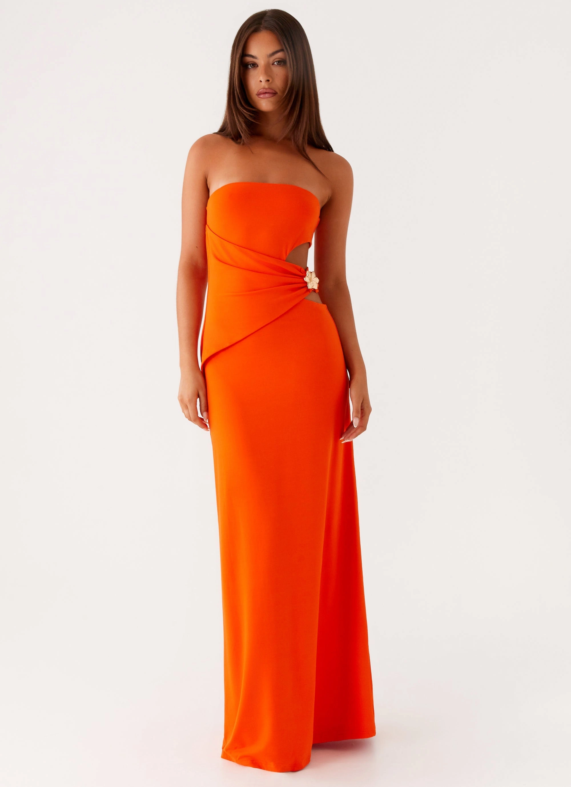 Anetta Maxi Dress - Orange Street Flex Fitted waist