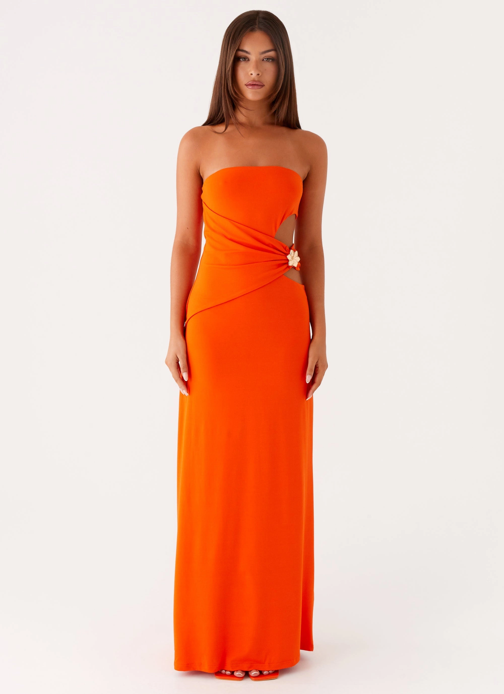 Urban Casual Delicate Lines Anetta Maxi Dress - Orange