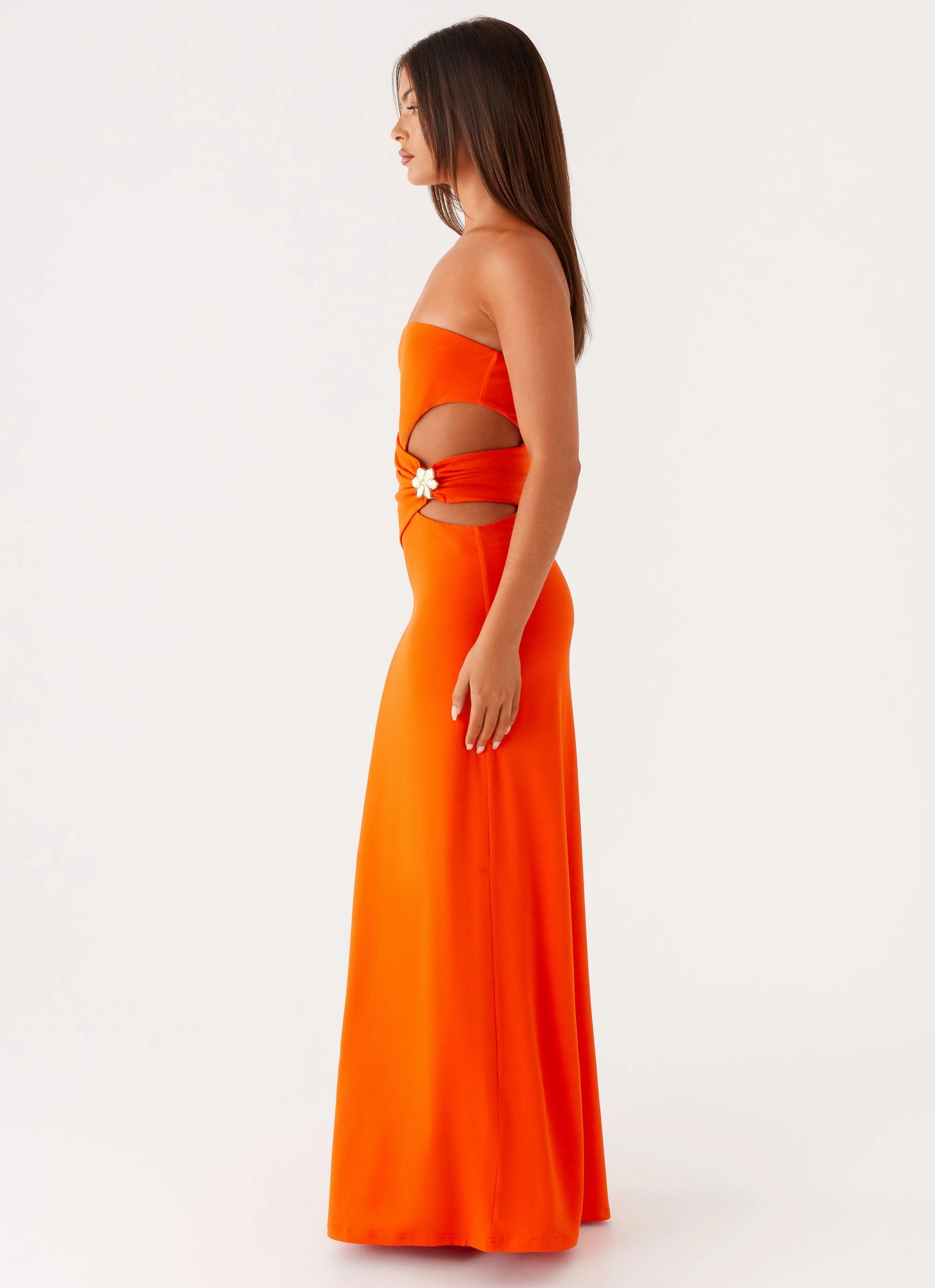 Anetta Maxi Dress - Orange Flexible Cut Smart Style