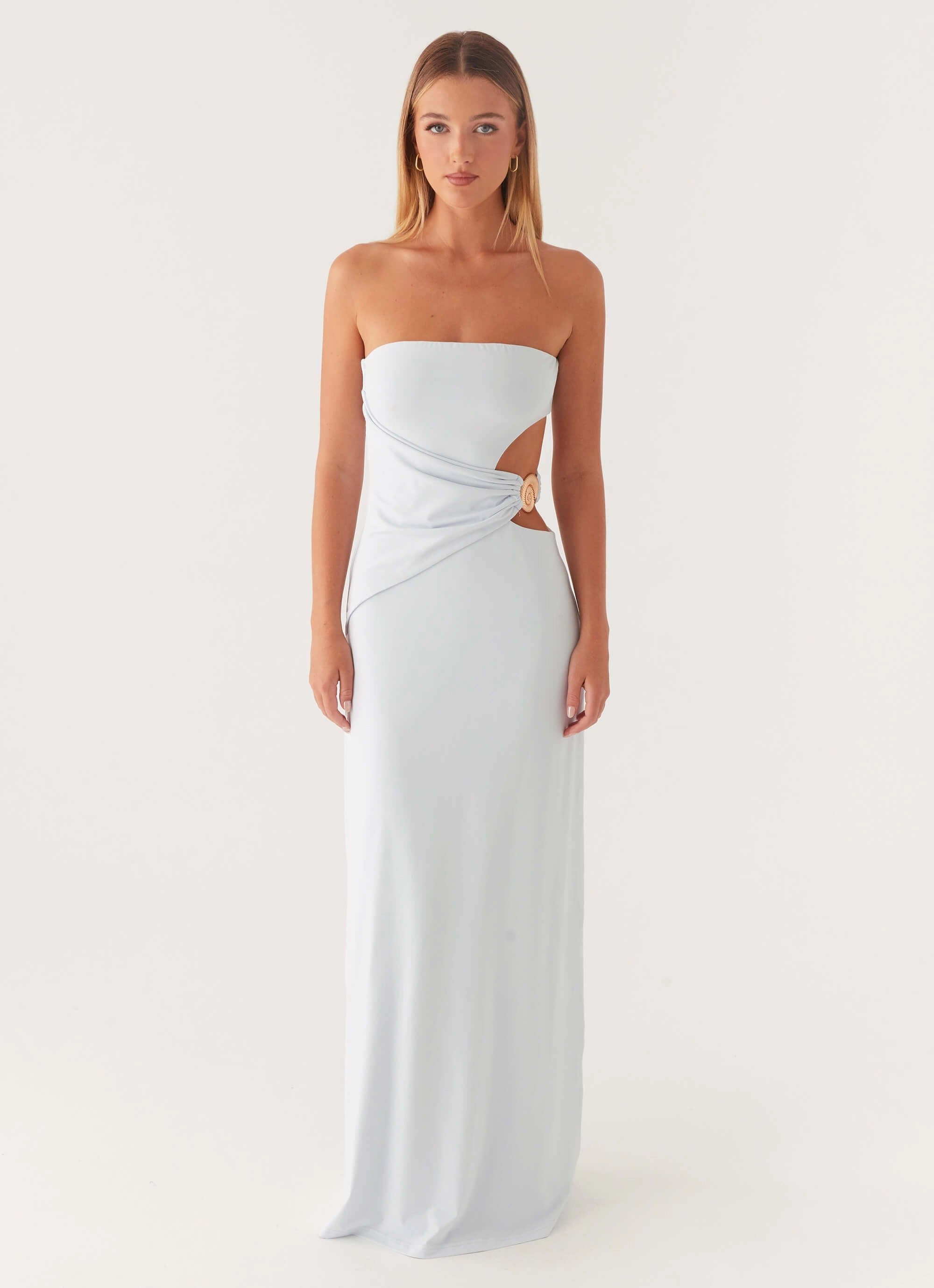 Lux Look Cool Texture Anetta Maxi Dress - Pale Blue