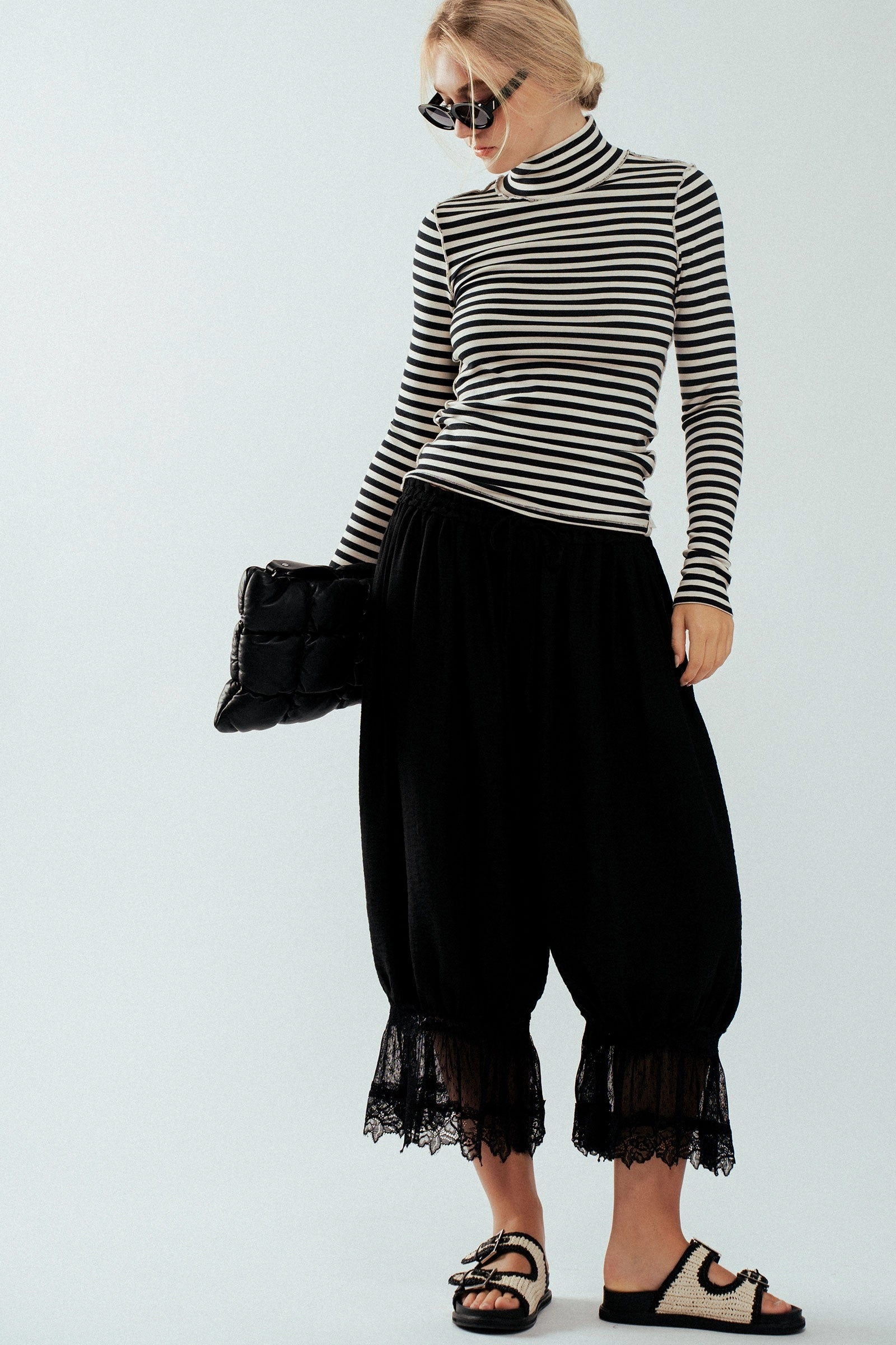 Timeless Cut Tailored Placket Angelic Bloomer Pants - Black