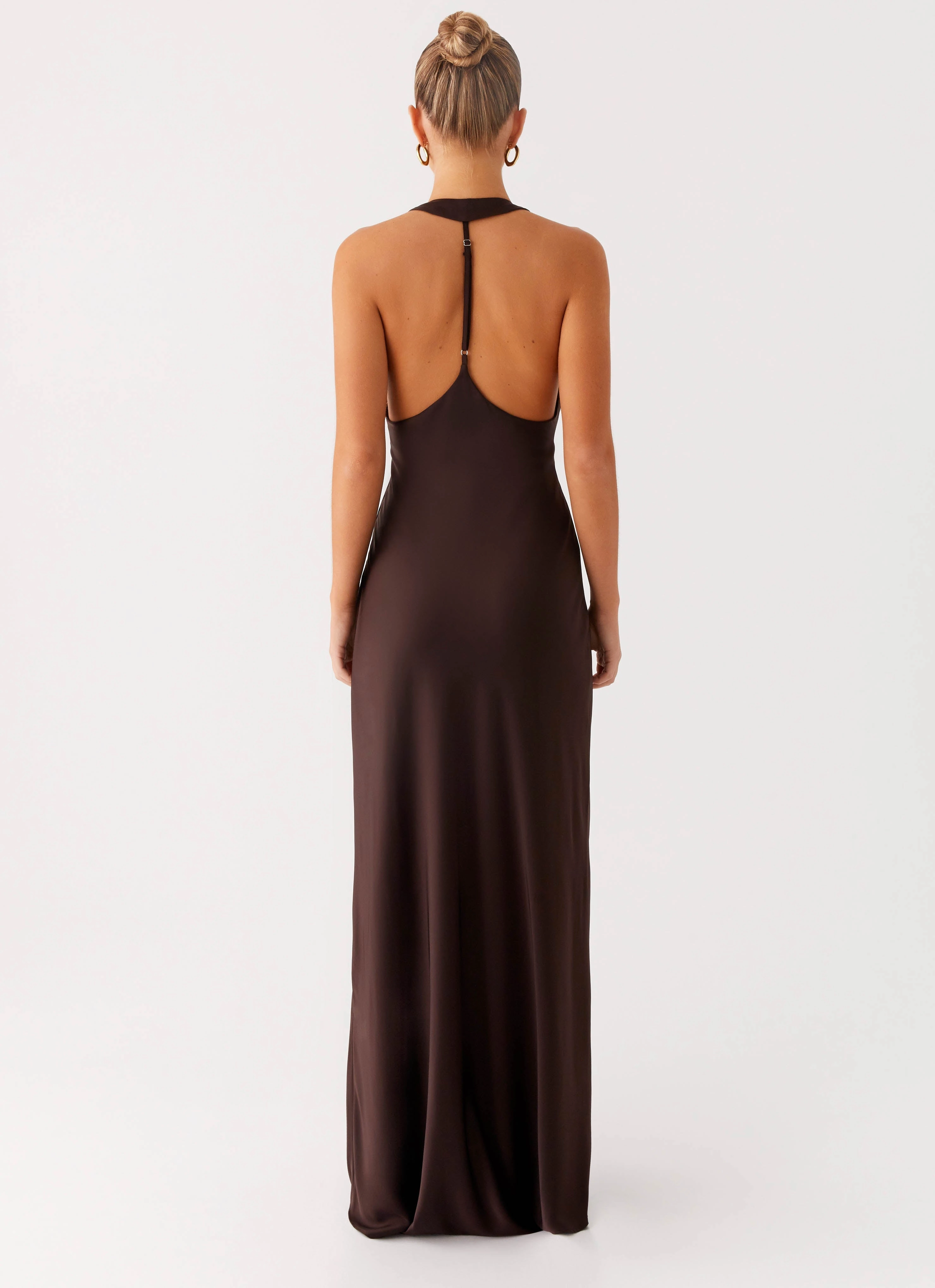 Angie Maxi Dress - Chocolate Piped-Edge Polished look dress