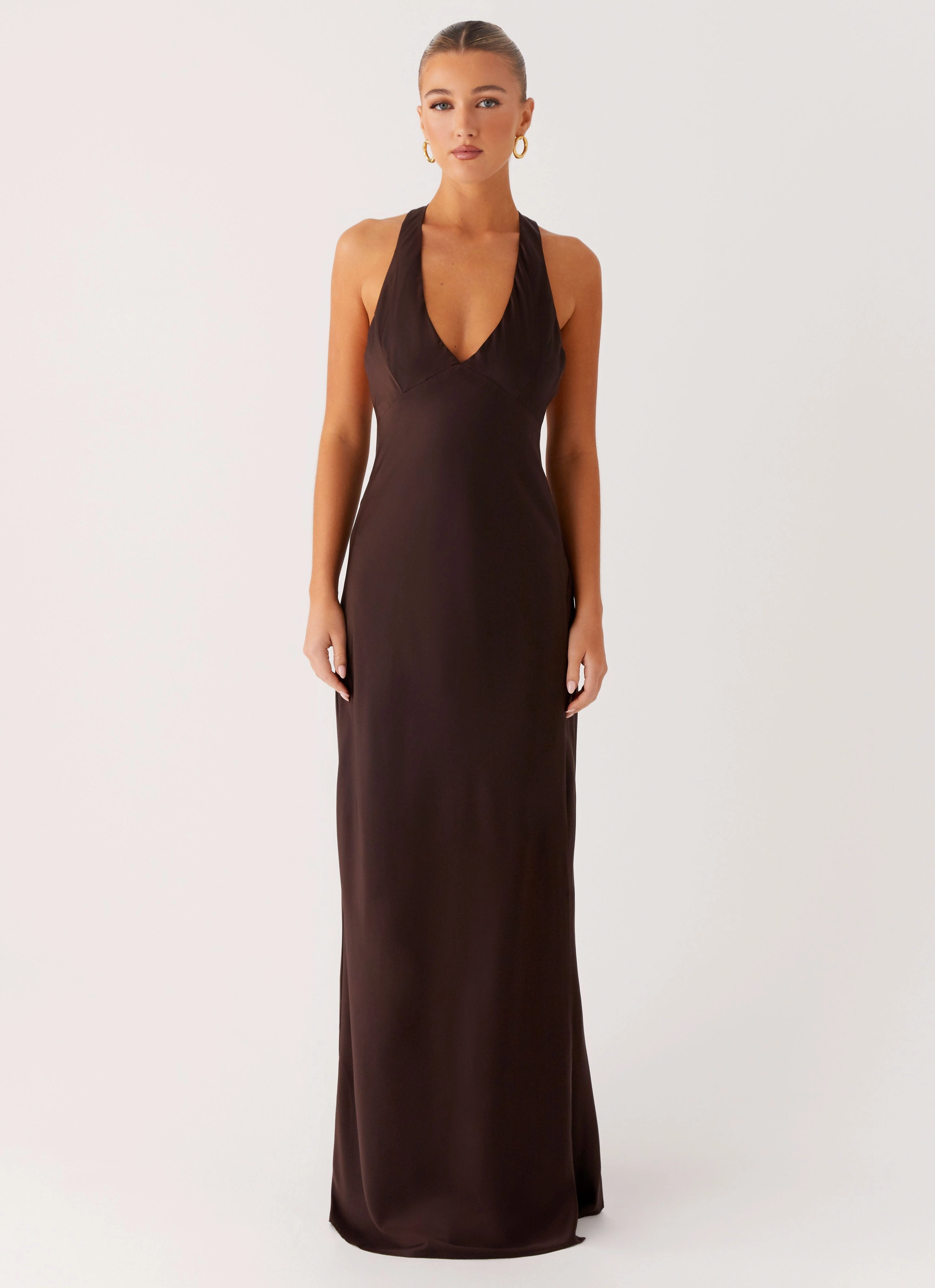 Angie Maxi Dress - Chocolate Vibrant Light Wrinkle-Free-Finish
