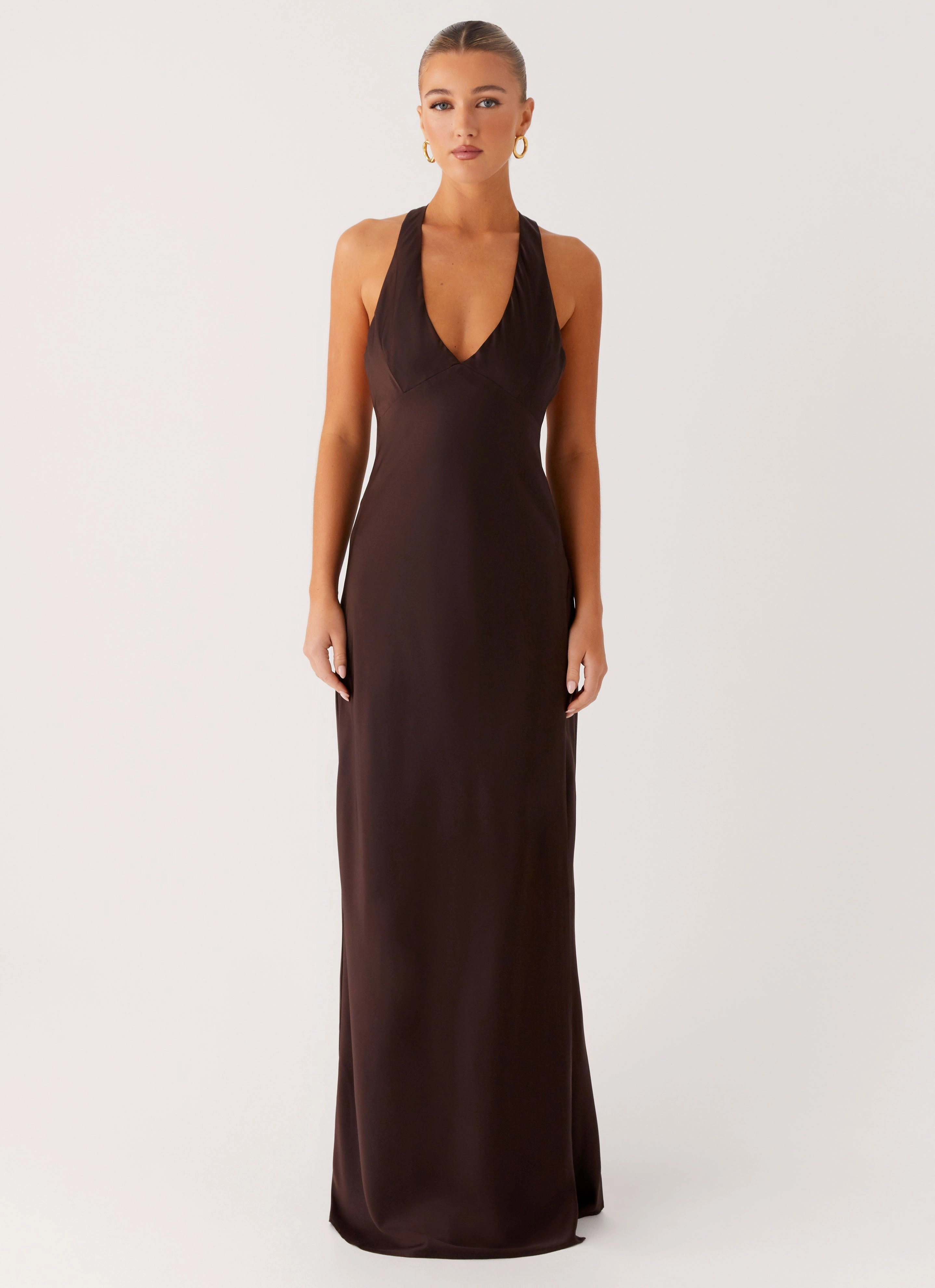 Angie Maxi Dress - Chocolate Romantic dinner wear Comfy Wear