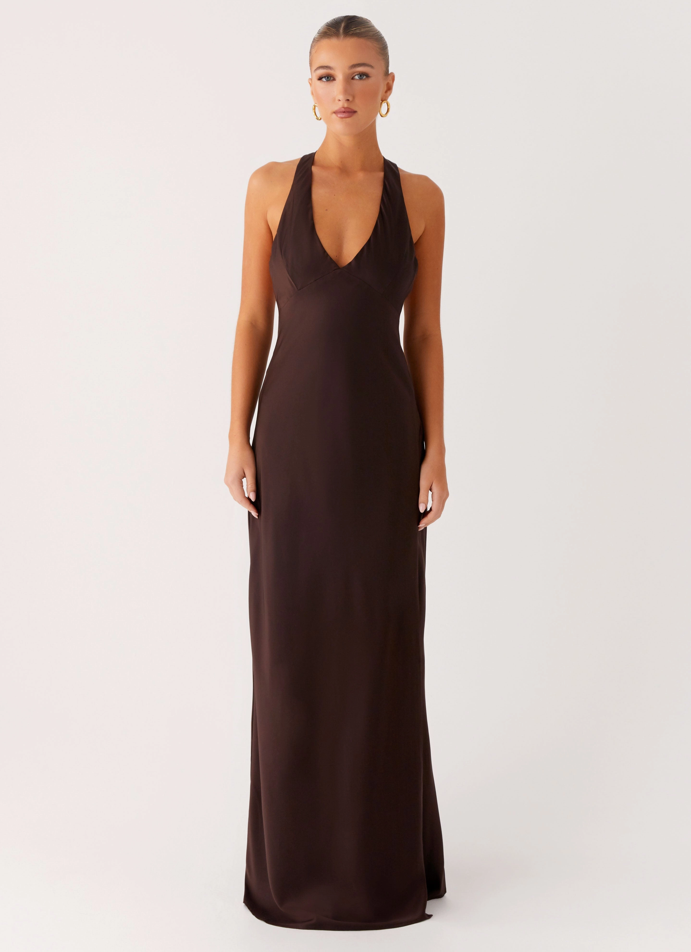 Angie Maxi Dress - Chocolate Trendy Comfort Trendy wrap gown