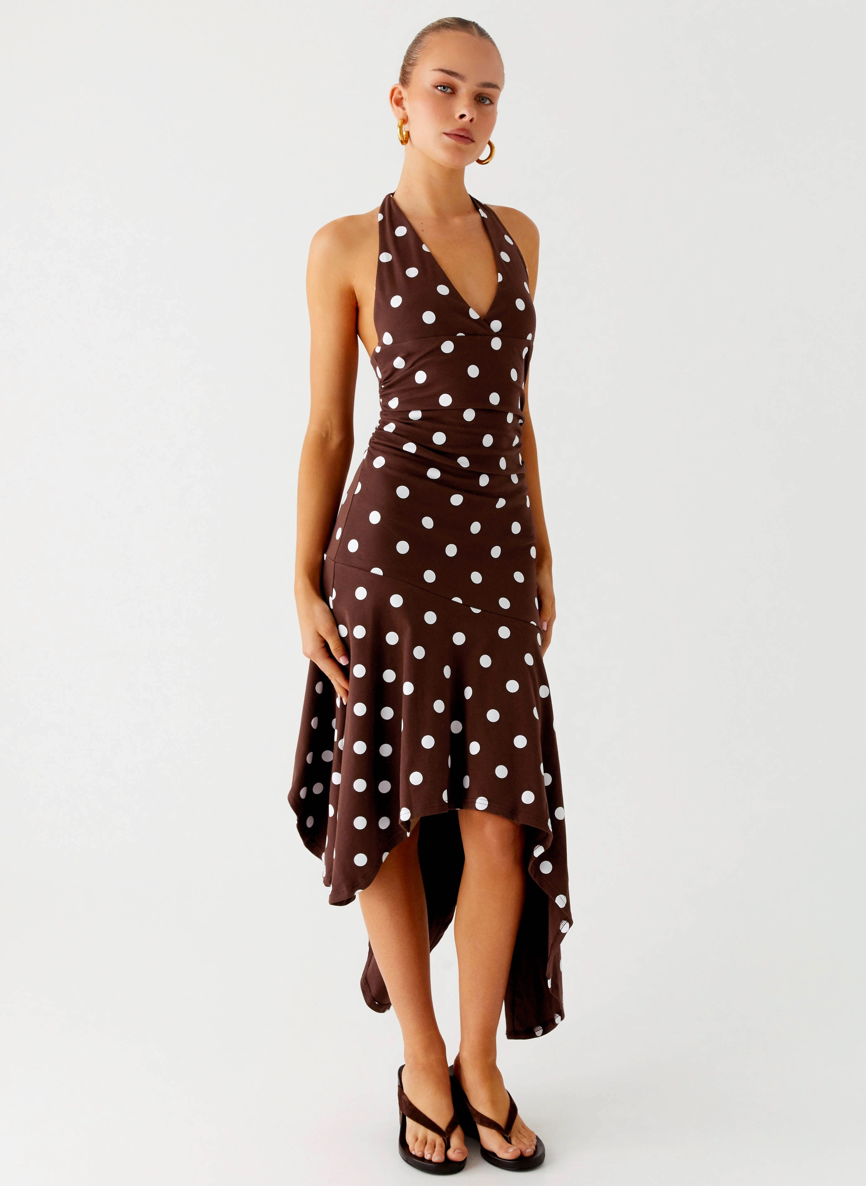 Pure Motion Moment Glow Keylani Halter Midi Dress - Chocolate