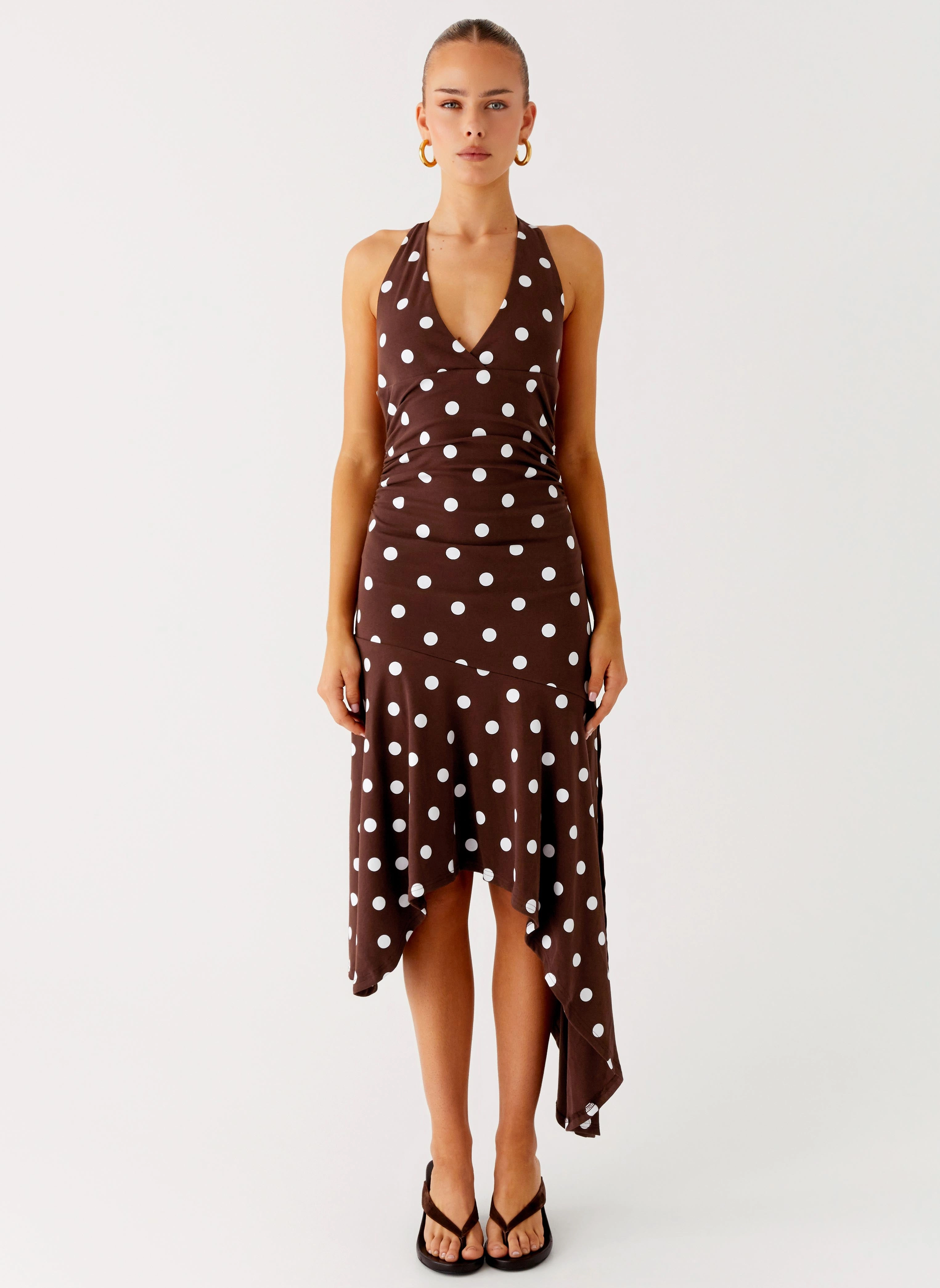 Chic Layered Wear Keylani Halter Midi Dress - Chocolate